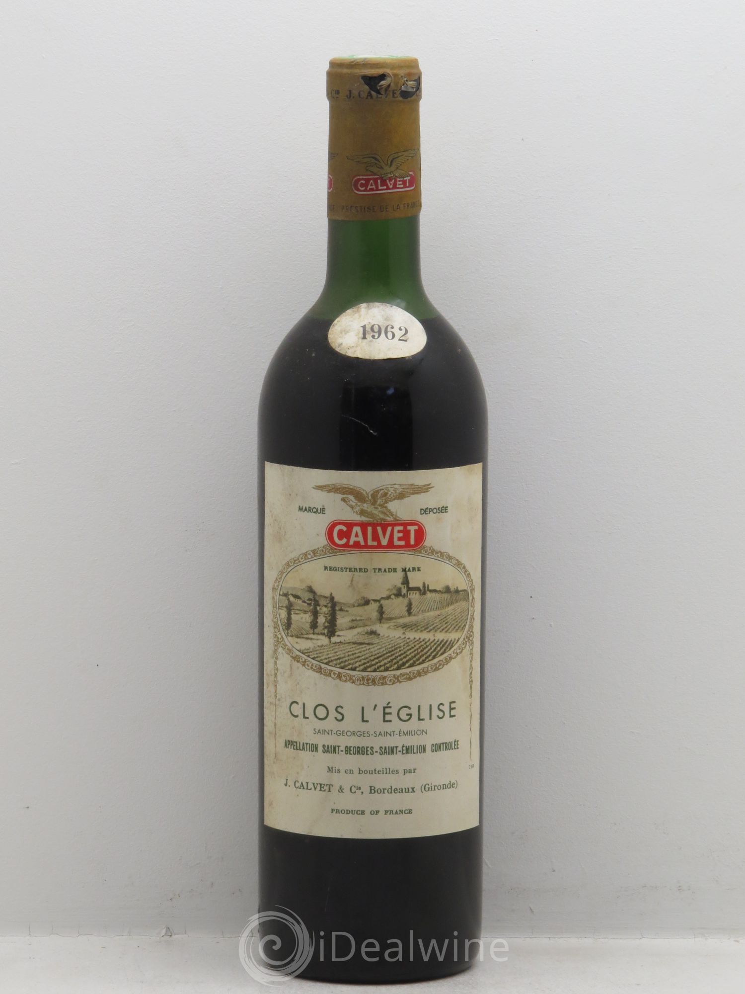 Bordeaux Château Clos l'Eglise Saint-Georges St Emilion (mise négoce Calvet) 1962 - Posten von 6 Flaschen - 0