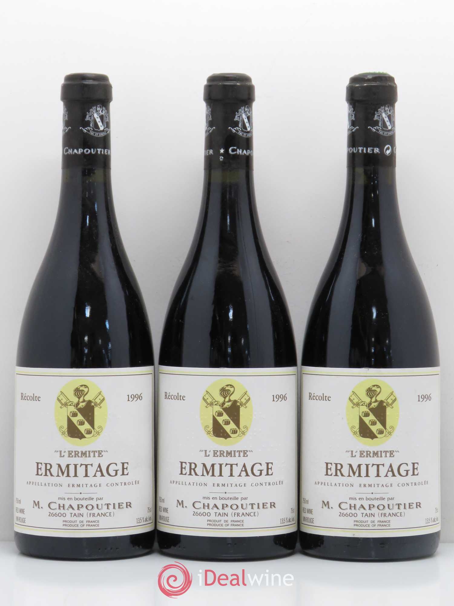Hermitage Ermitage l'Ermite Chapoutier 1996 - Lot de 3 bouteilles - 0