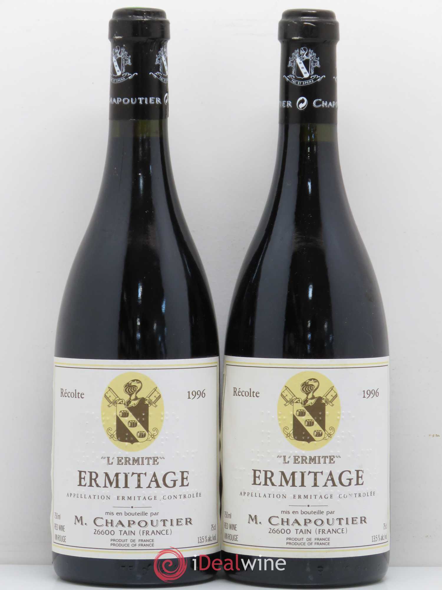 Hermitage Ermitage l'Ermite Chapoutier 1996 - Lot de 2 bouteilles - 0