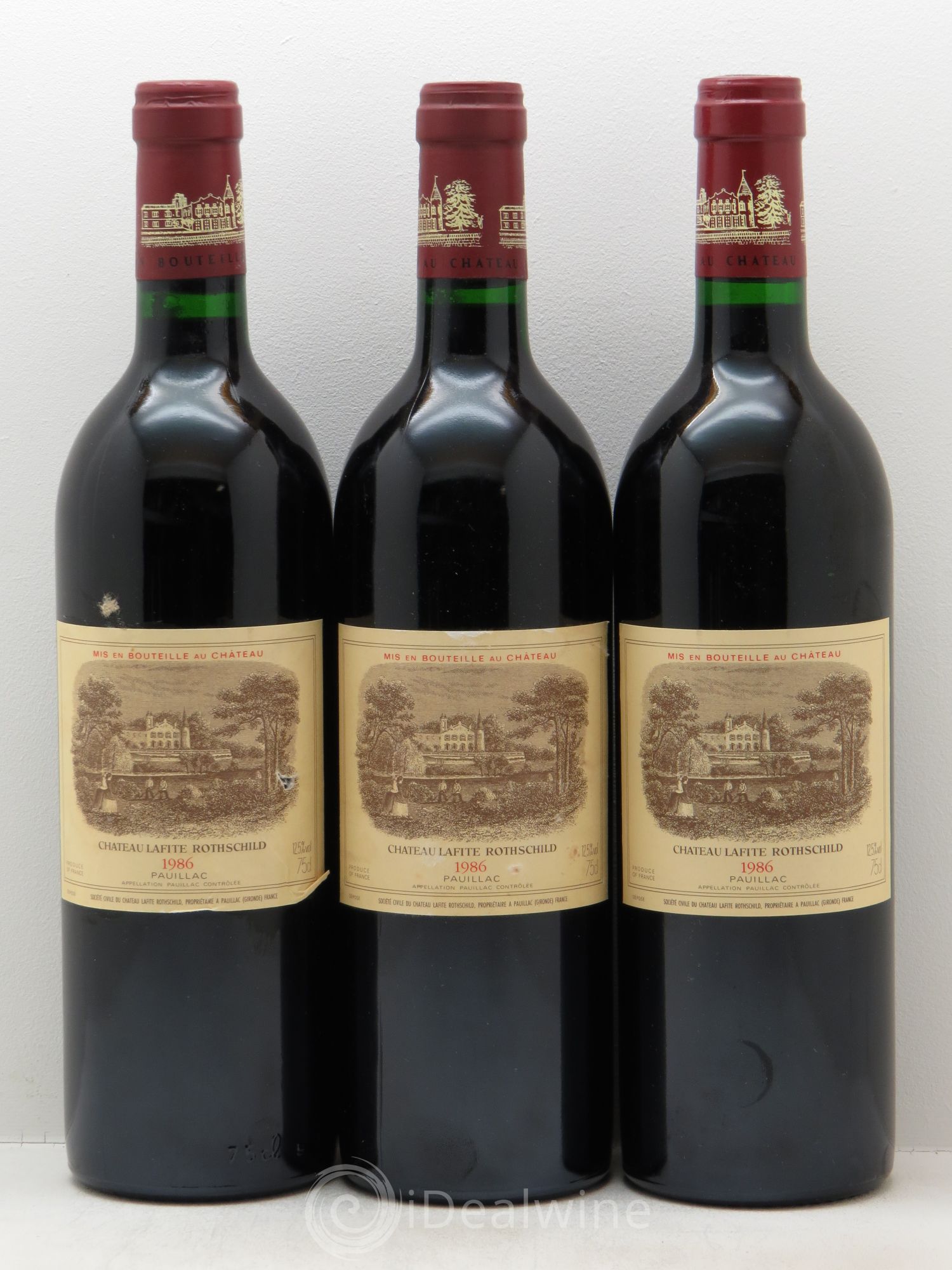 Château Lafite Rothschild 1er Grand Cru Classé 1986 - Lot de 3 bouteilles - 0