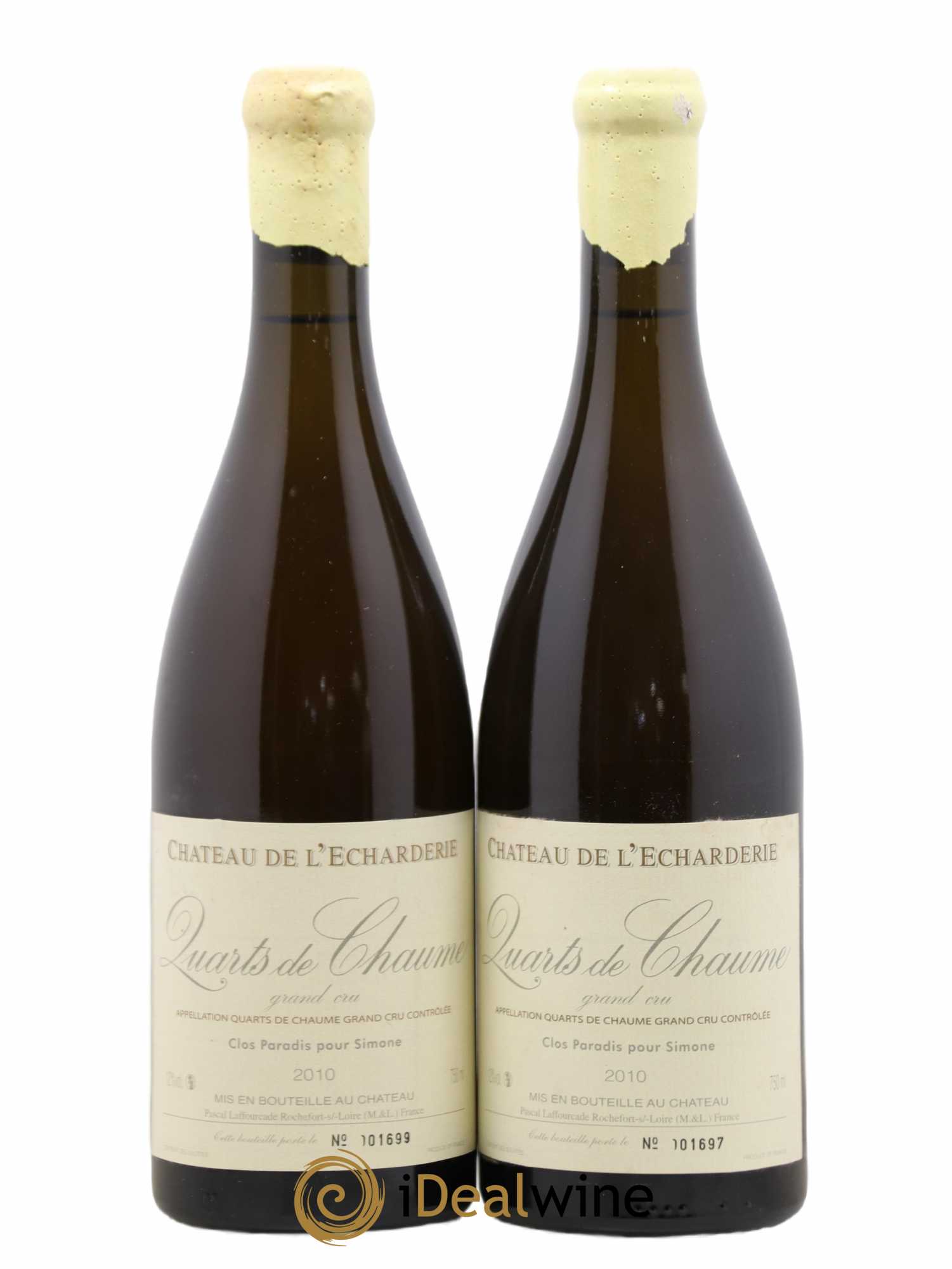 Quarts de Chaume Clos Paradis L'Echarderie 2010 - Lotto di 2 bottiglie - 0