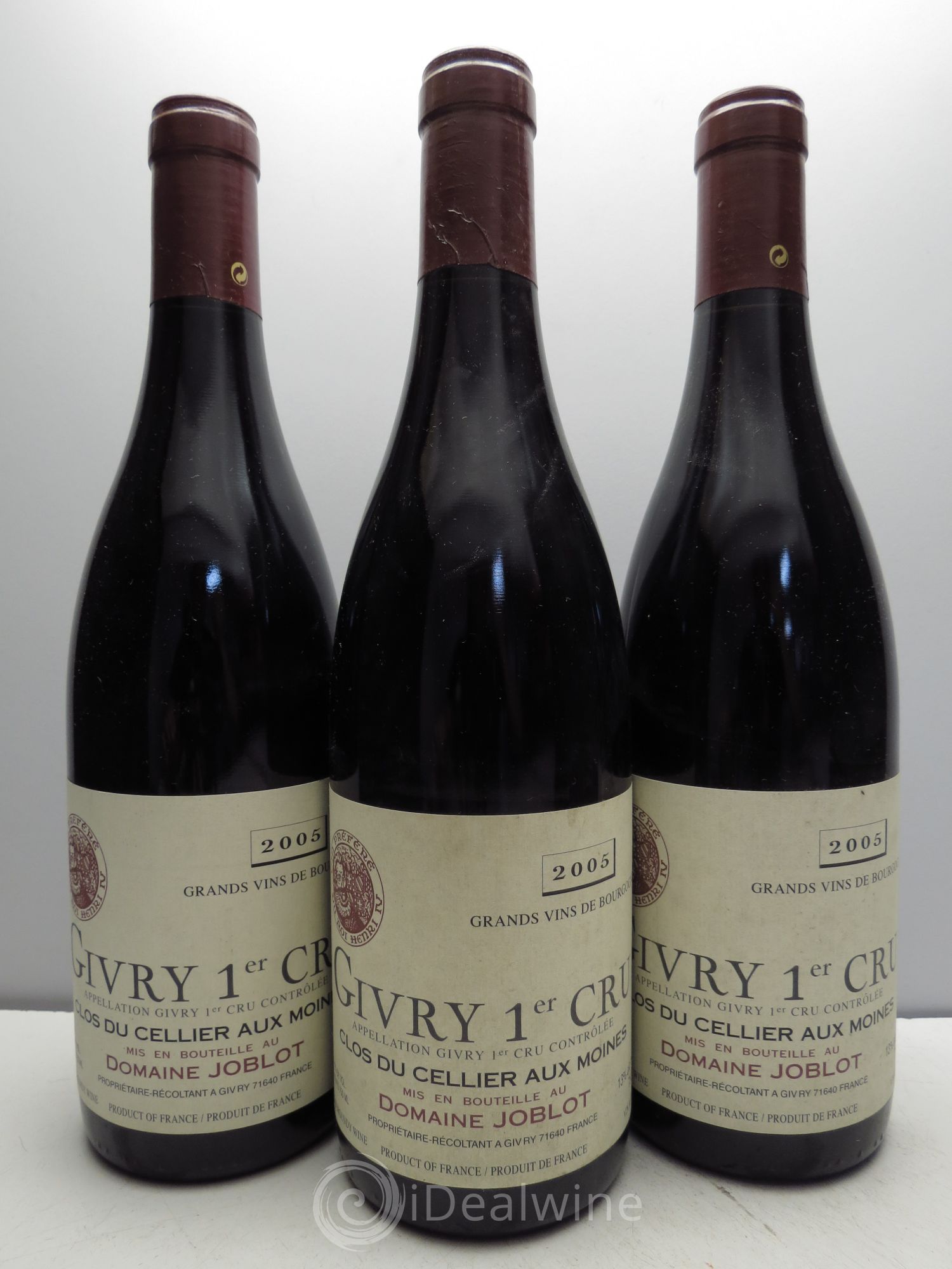 Givry 1er Cru Clos du Cellier aux Moines Joblot (Domaine) 2005 - Lot de 3 bouteilles - 0
