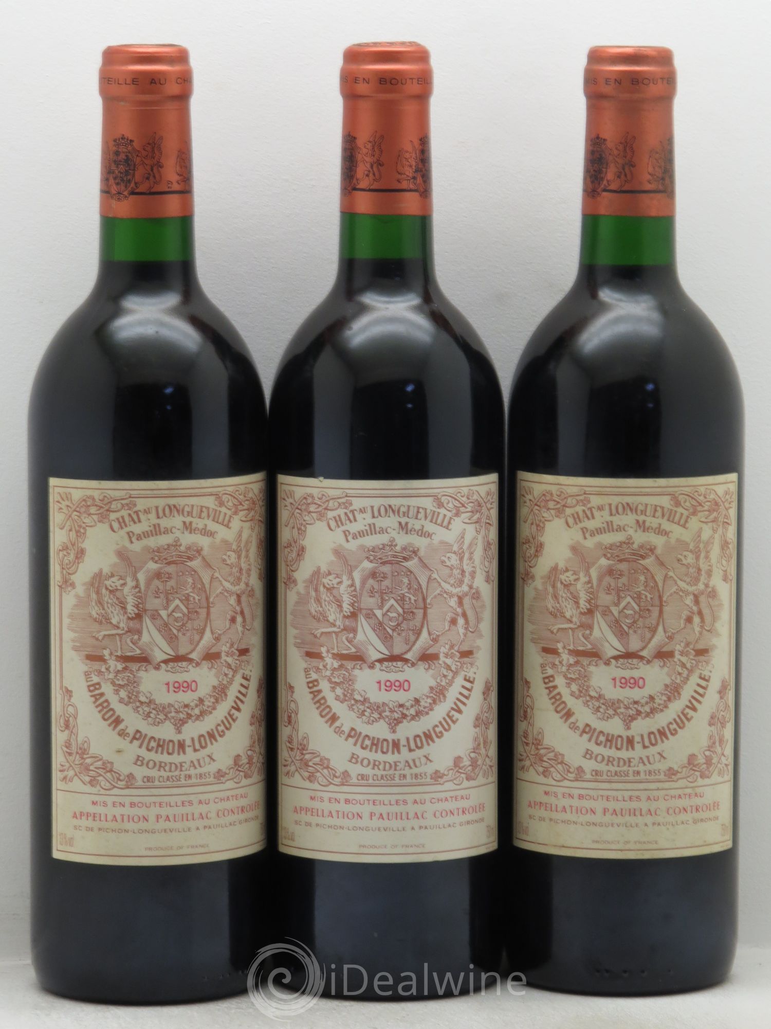 Pichon Longueville Baron 2ème Grand Cru Classé 1990 - Lot de 3 bouteilles - 0