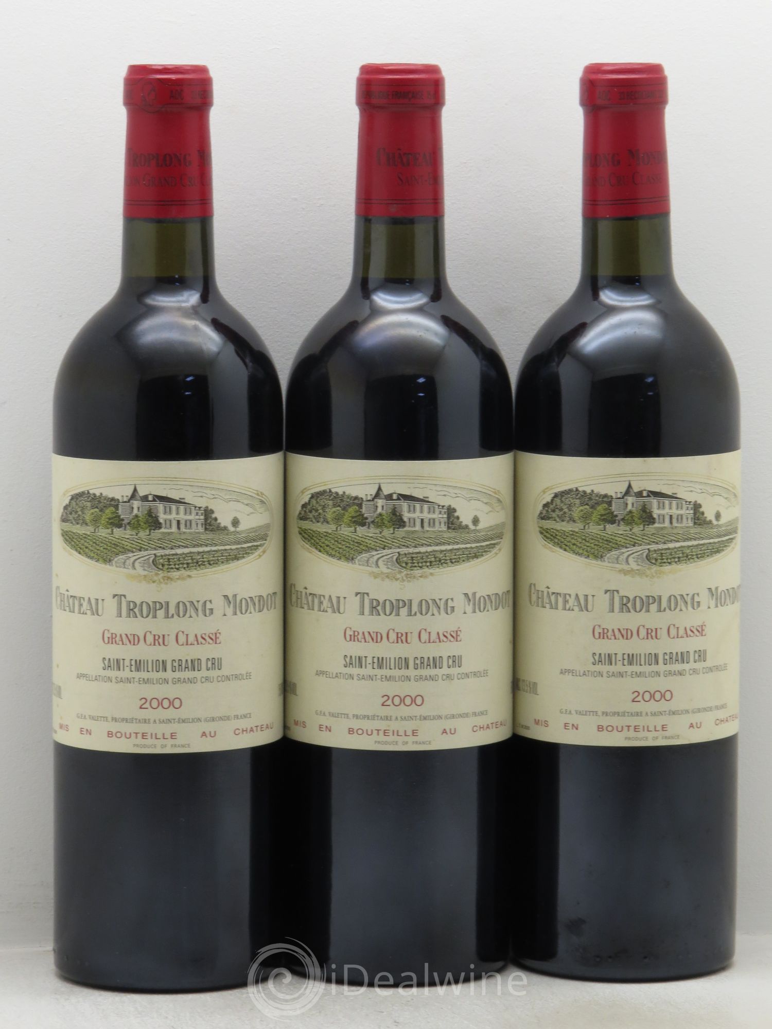 Château Troplong Mondot 1er Grand Cru Classé B 2000 - Lot de 3 bouteilles - 0