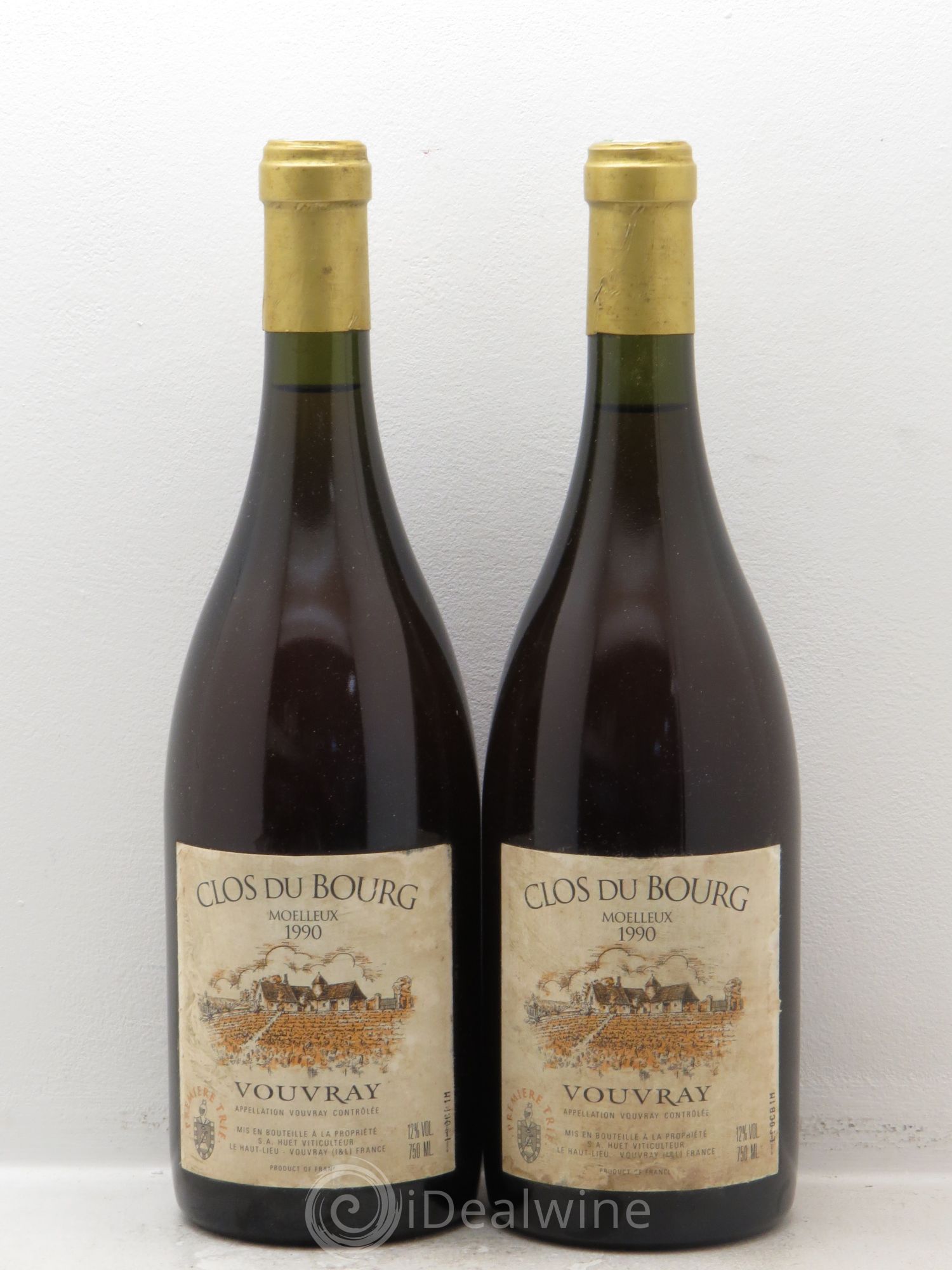 Vouvray Clos du Bourg Moelleux 1ère trie Domaine Huet 1990 - Lotto di 2 bottiglie - 0