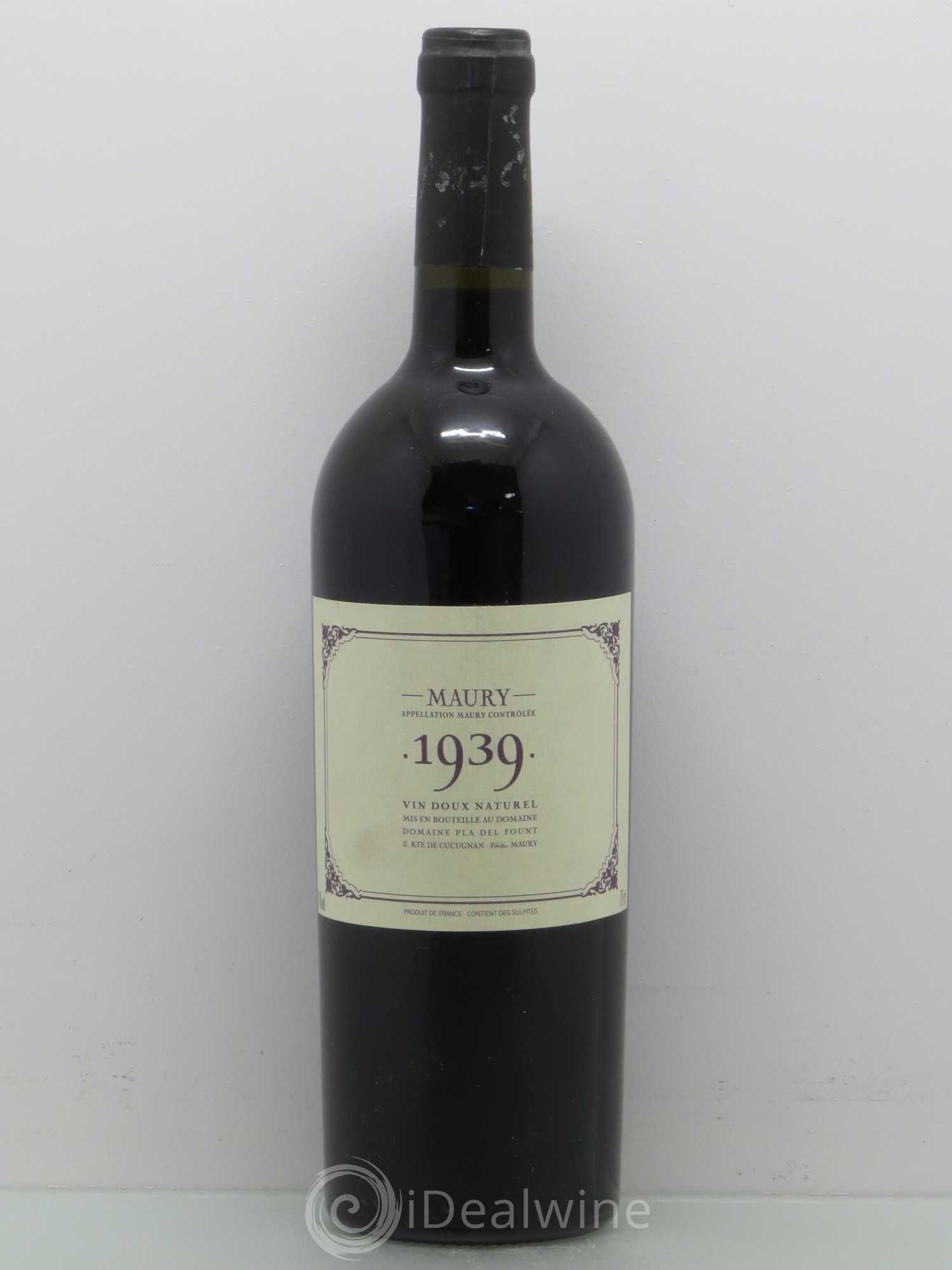 Maury Vin Doux Naturel Vintage Pla del Fount 1939 - Posten von 1 Flasche - 0