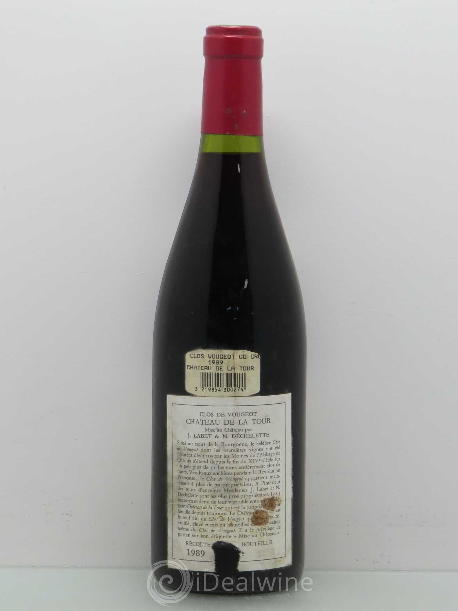 Clos de Vougeot Grand Cru Château de La Tour 1989 - Lot de 1 bouteille - 1