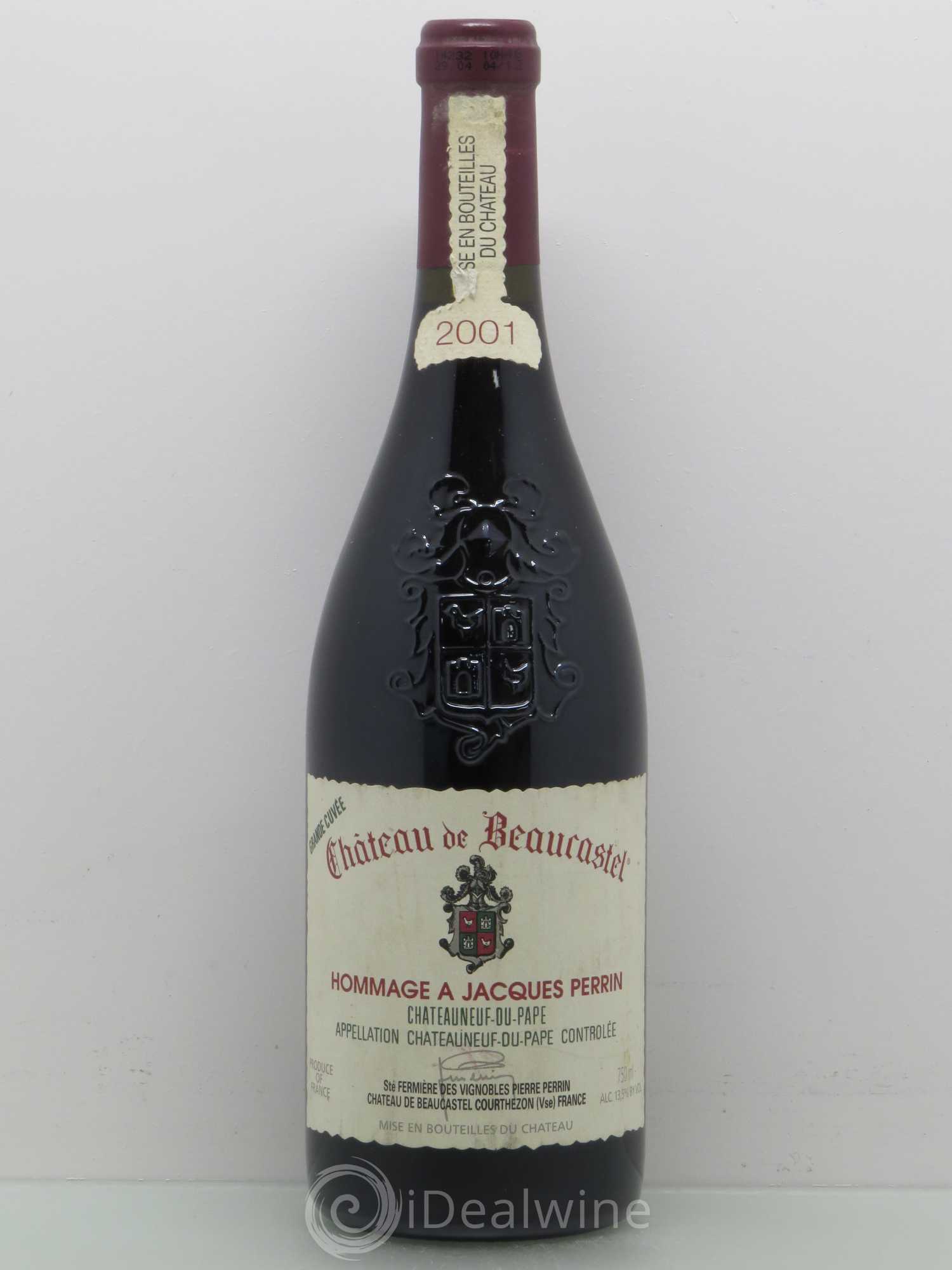 Châteauneuf-du-Pape Château de Beaucastel Hommage à Jacques Perrin Famille Perrin 2001 - Lot de 1 bouteille - 0