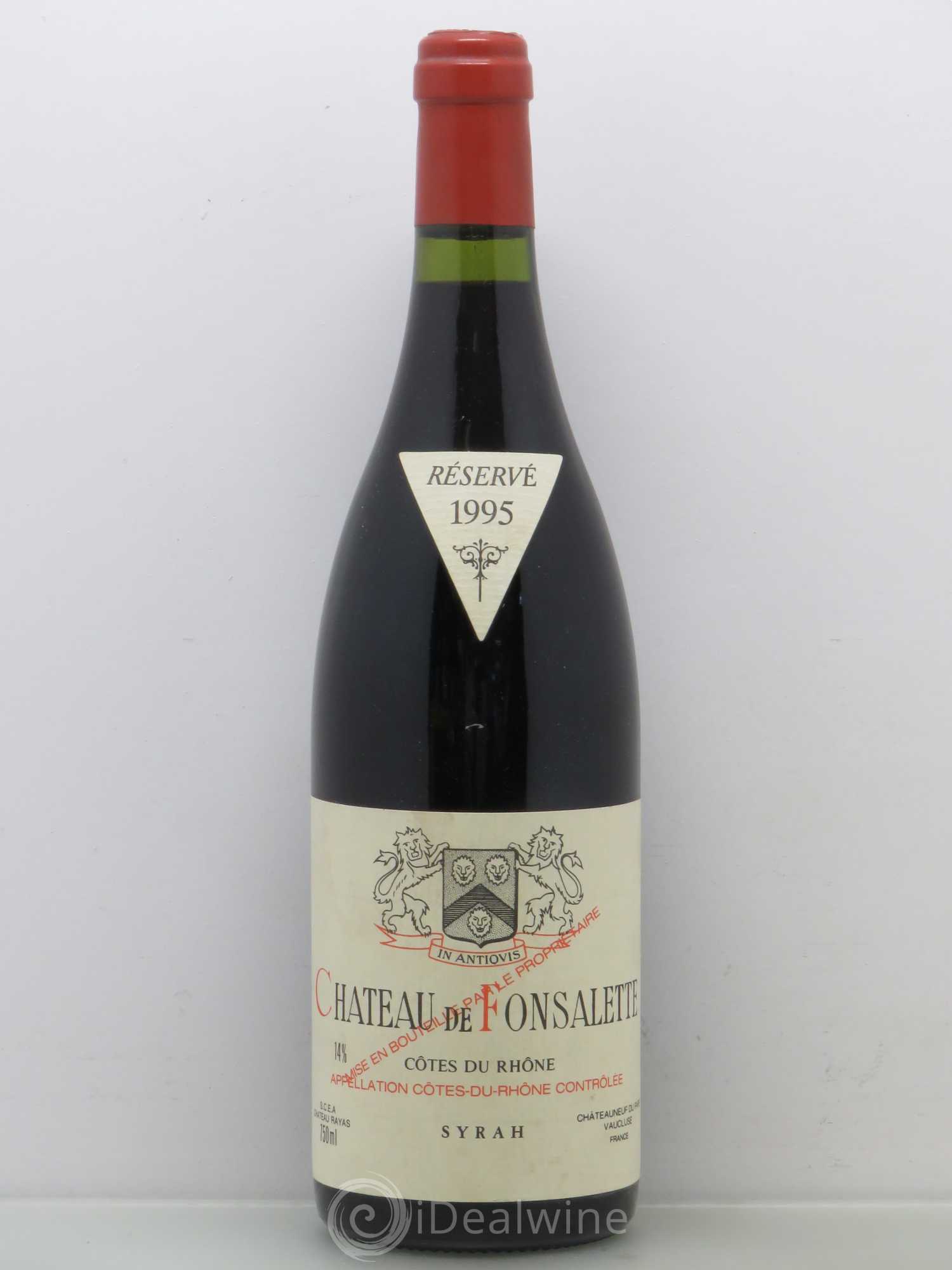 Côtes-du-Rhône Cuvée Syrah Château de Fonsalette 1995 - Lot de 1 bouteille - 0
