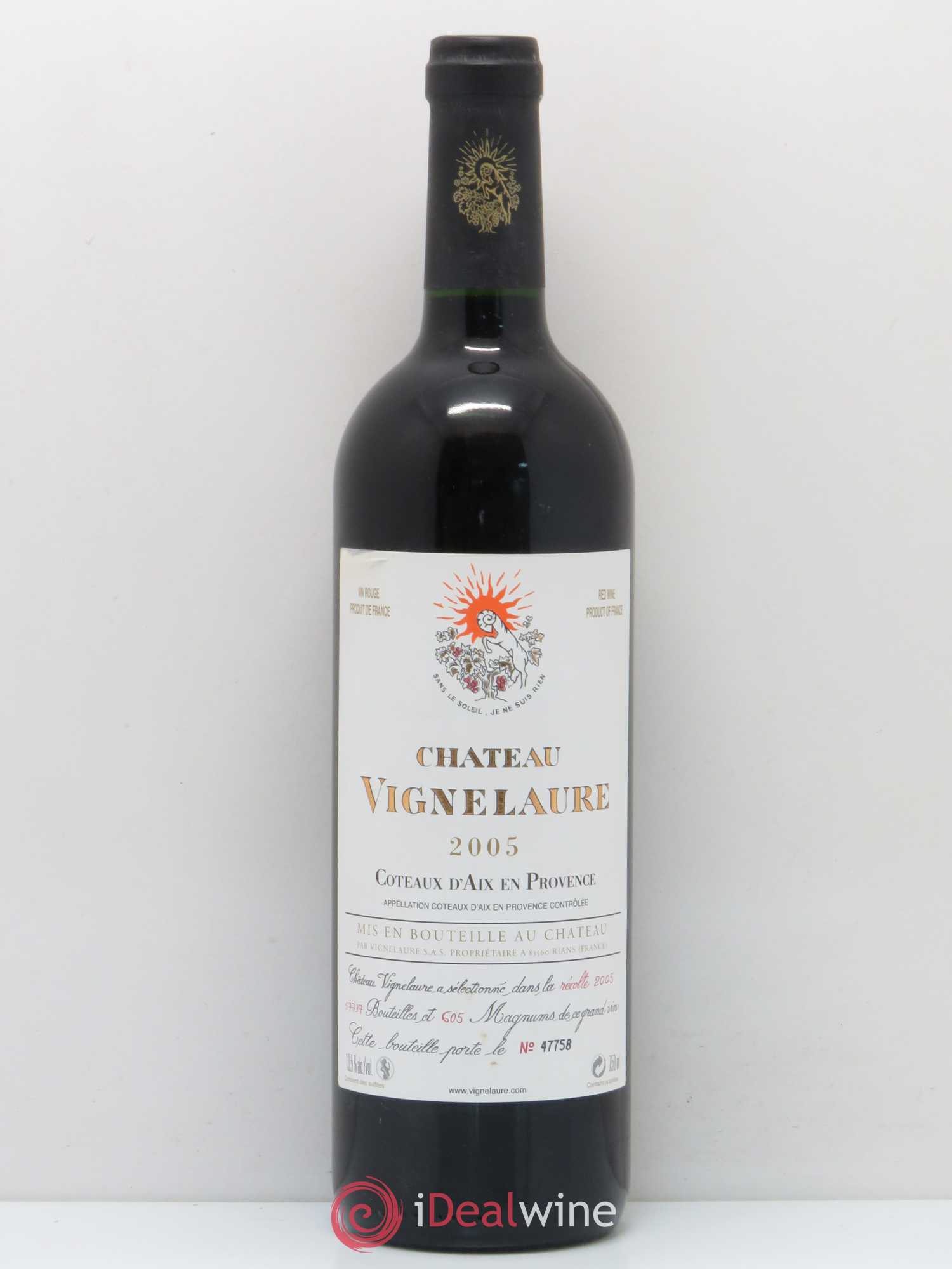 Coteaux d'Aix-en-Provence Château Vignelaure Mette et Bengt Sundstrom 2005 - Lot de 1 bouteille - 0