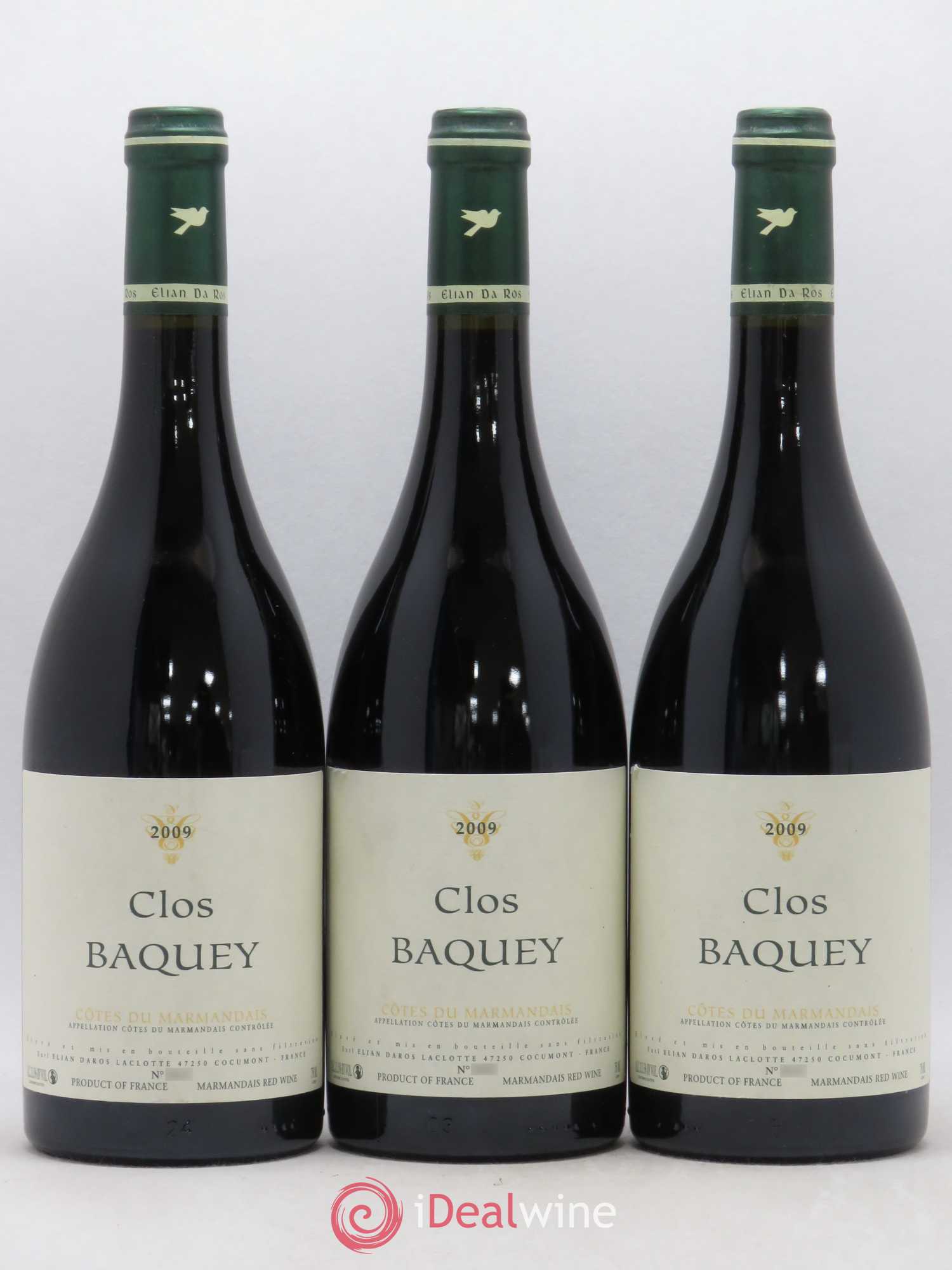 Côtes du Marmandais Clos Baquey Elian Da Ros 2009 - Posten von 3 Flaschen - 0
