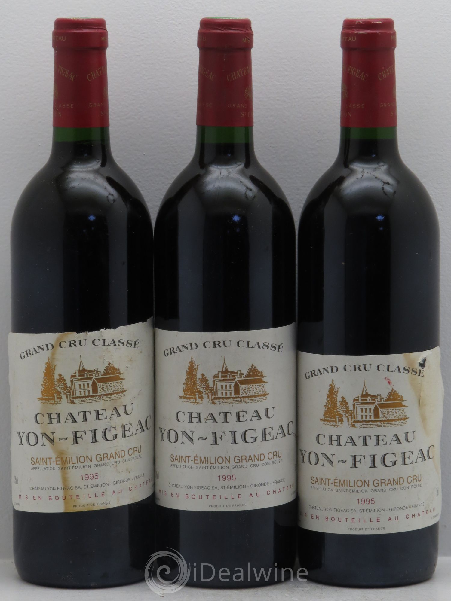 Château Yon Figeac Grand Cru Classé 1995 - Lot de 3 bouteilles - 0