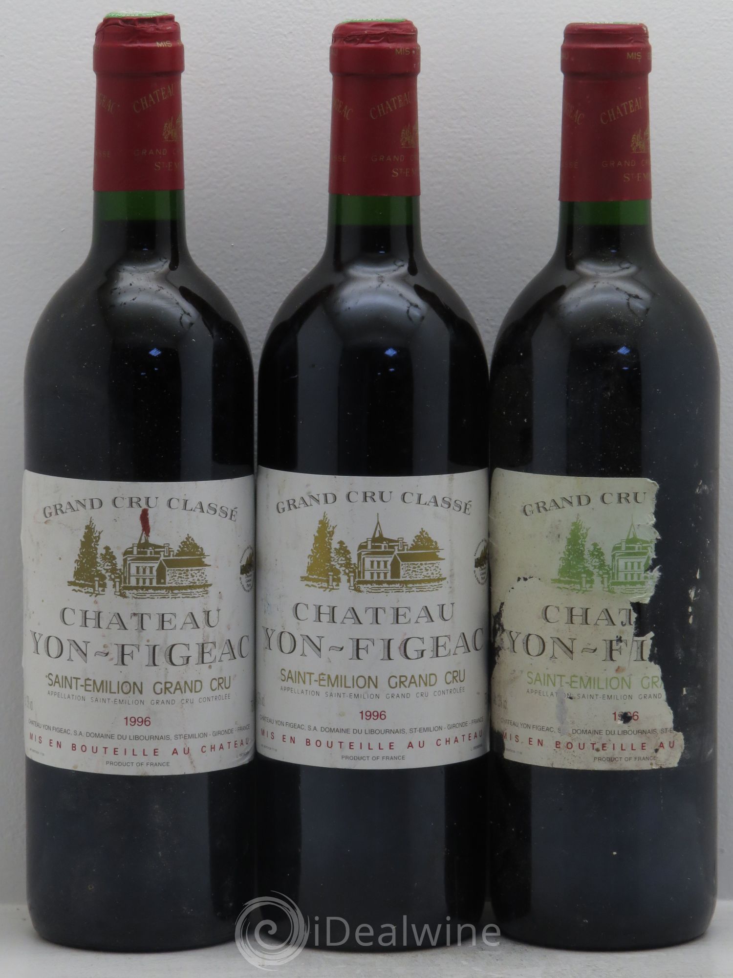 Château Yon Figeac Grand Cru Classé 1996 - Lot de 3 bouteilles - 0