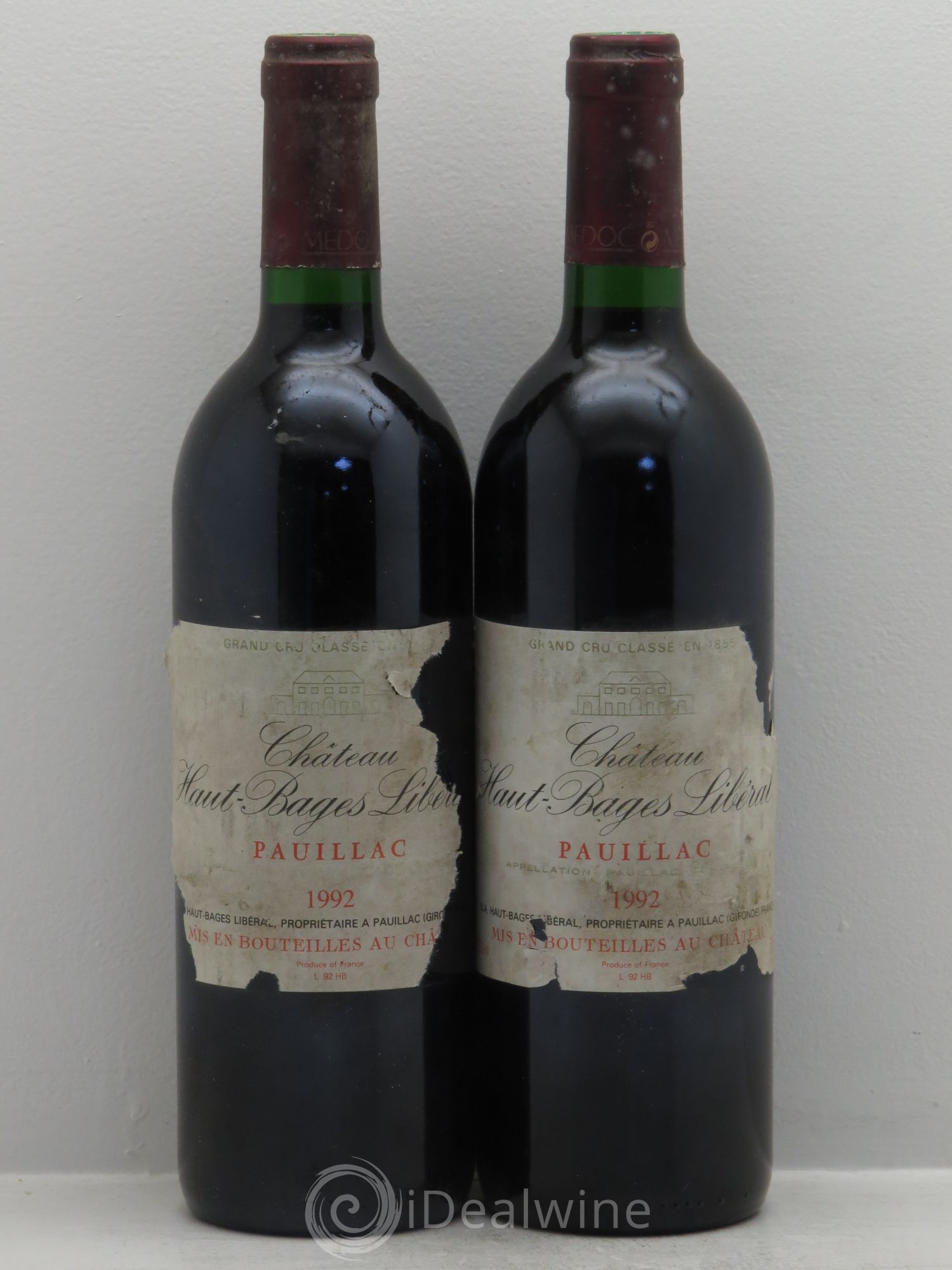 Château Haut Bages Libéral 5ème Grand Cru Classé 1992 - Lot de 2 bouteilles - 0