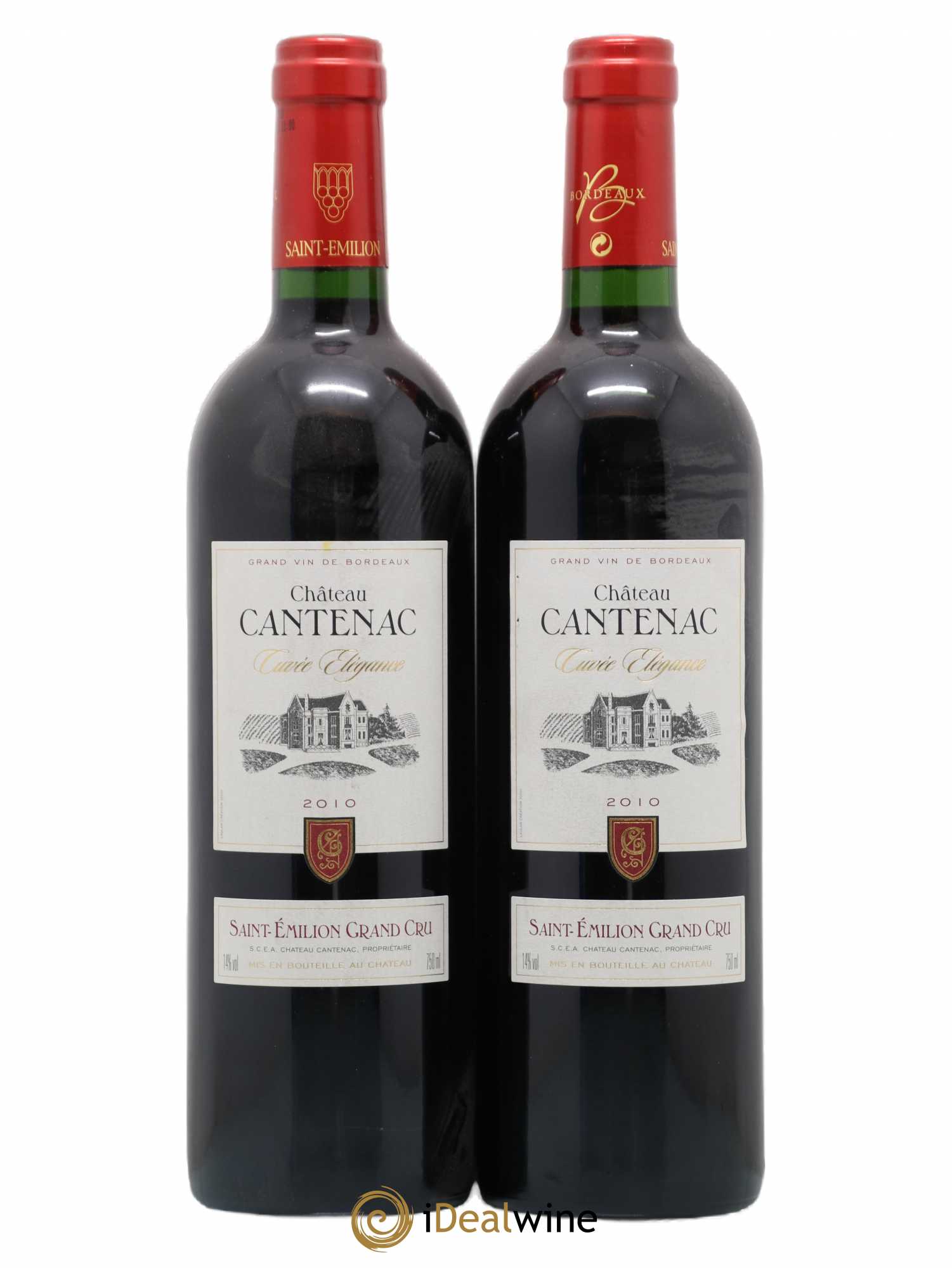 Saint-Émilion Grand Cru Château Cantenac Cuvée Elégance (sans prix de réserve) 2010 - Posten von 2 Flaschen - 0