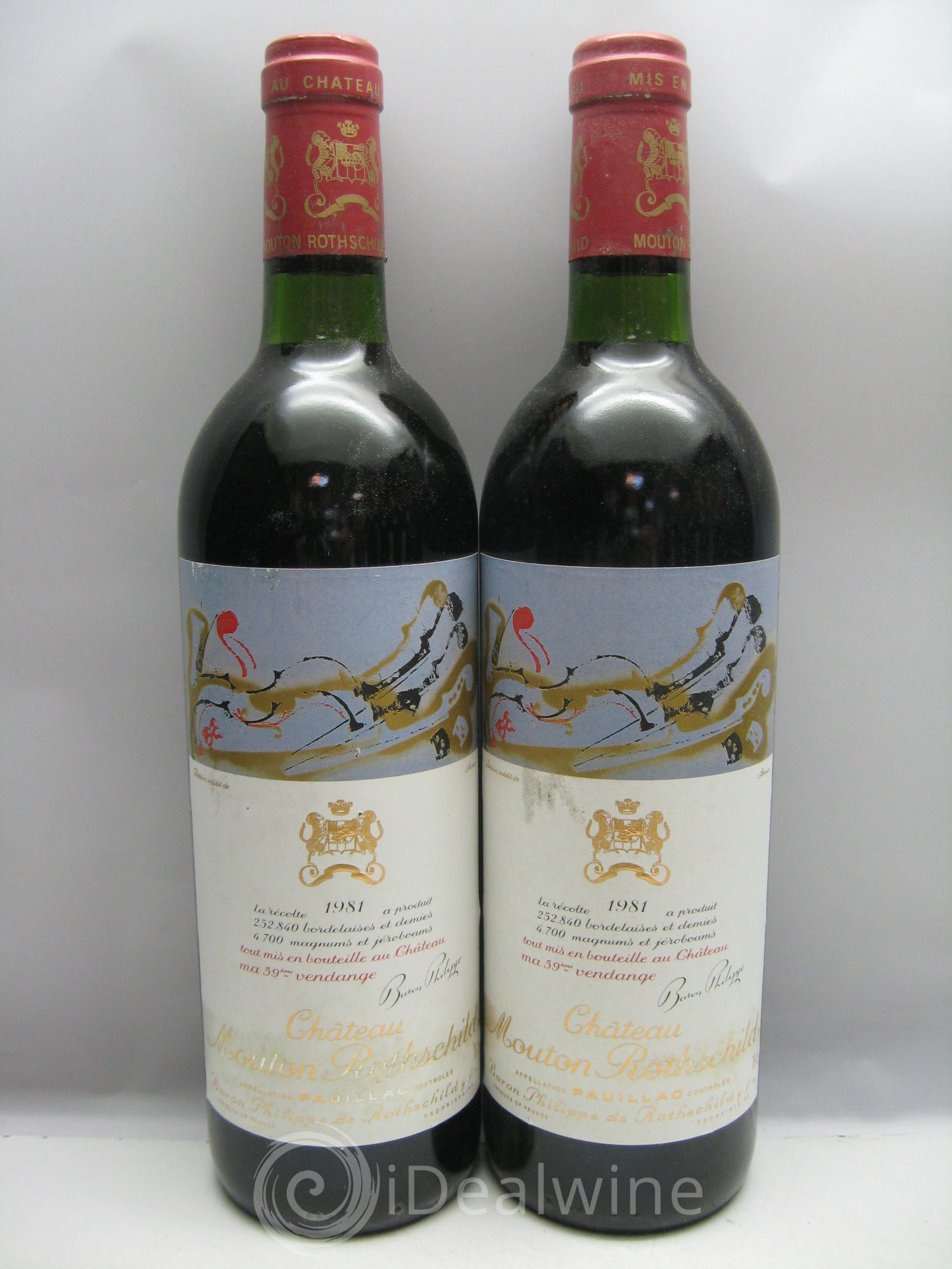 Château Mouton Rothschild 1er Grand Cru Classé 1981 - Lot de 12 bouteilles - 0