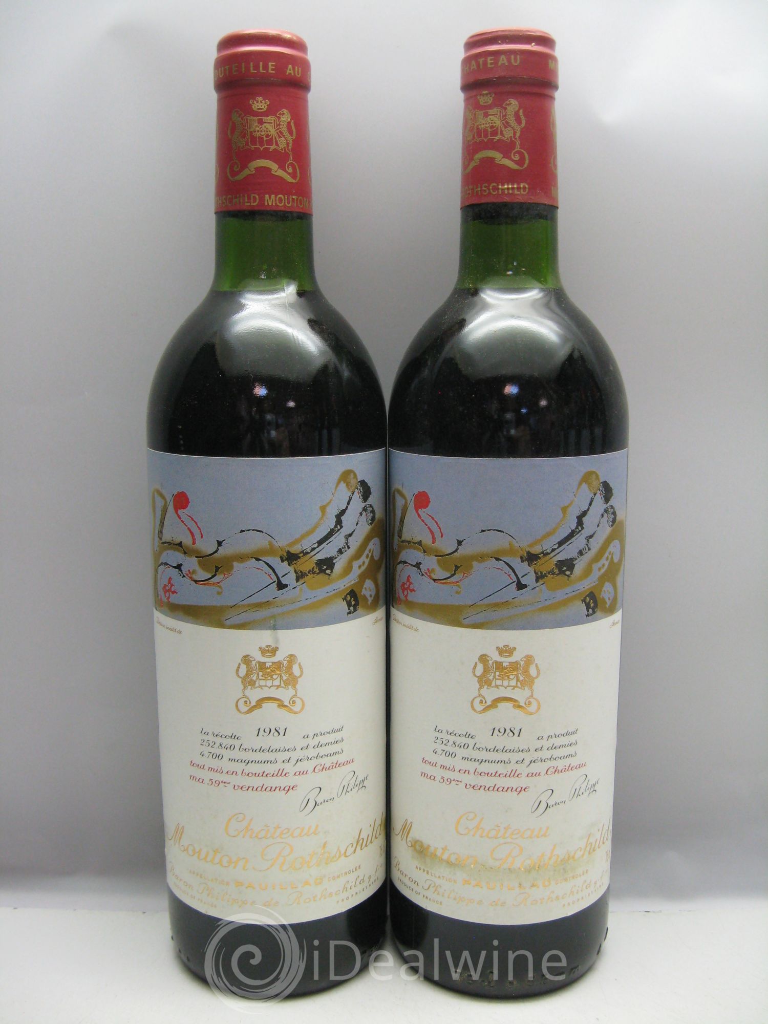 Château Mouton Rothschild 1er Grand Cru Classé 1981 - Lot de 6 bouteilles - 0