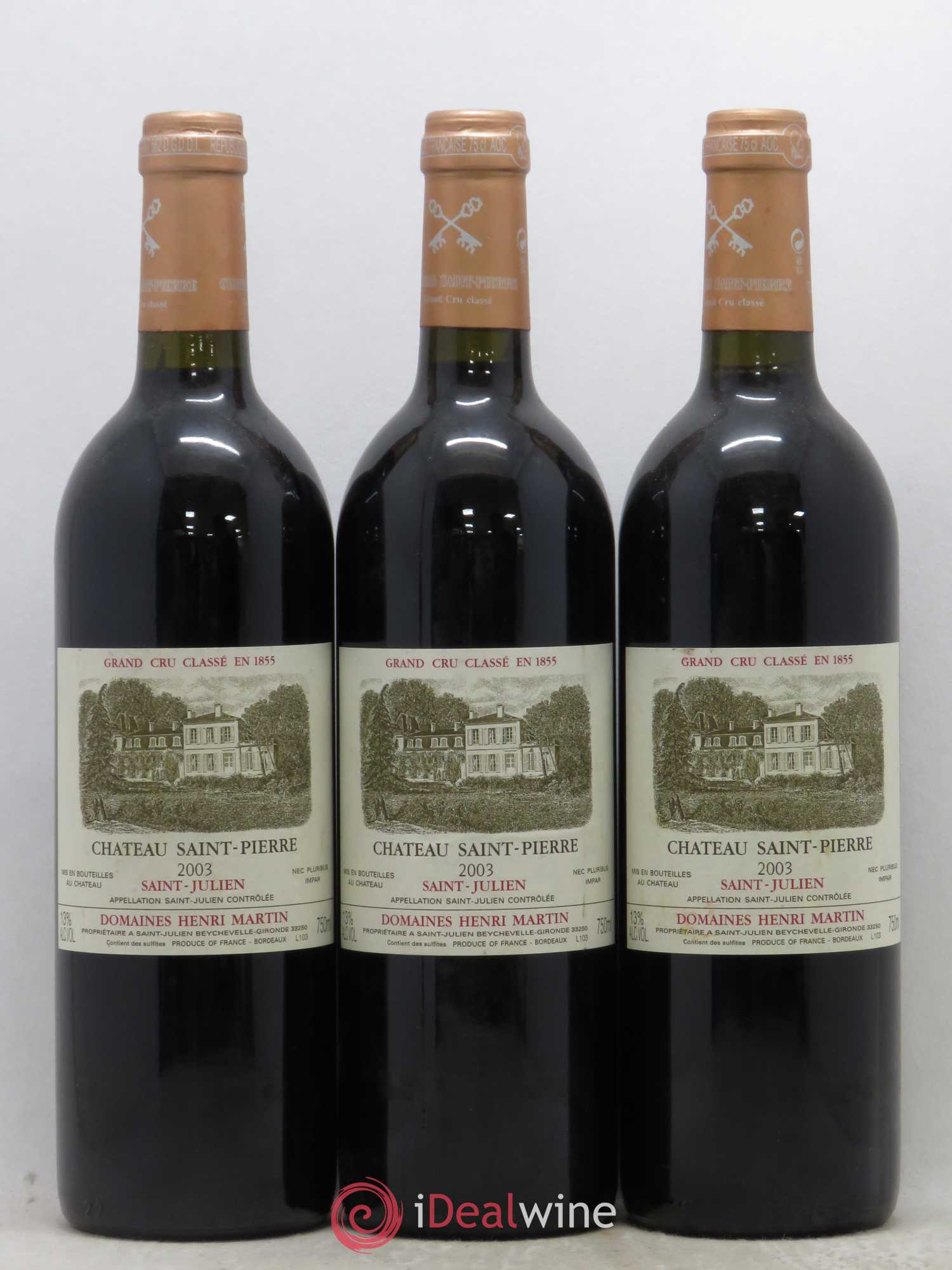 Château Saint-Pierre 4ème Grand Cru Classé 2003 - Lot de 3 bouteilles - 0