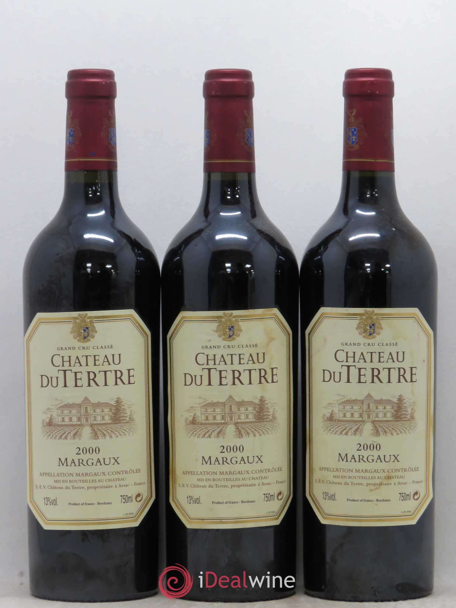 Château du Tertre 5ème Grand Cru Classé 2000 - Lot de 3 bouteilles - 0