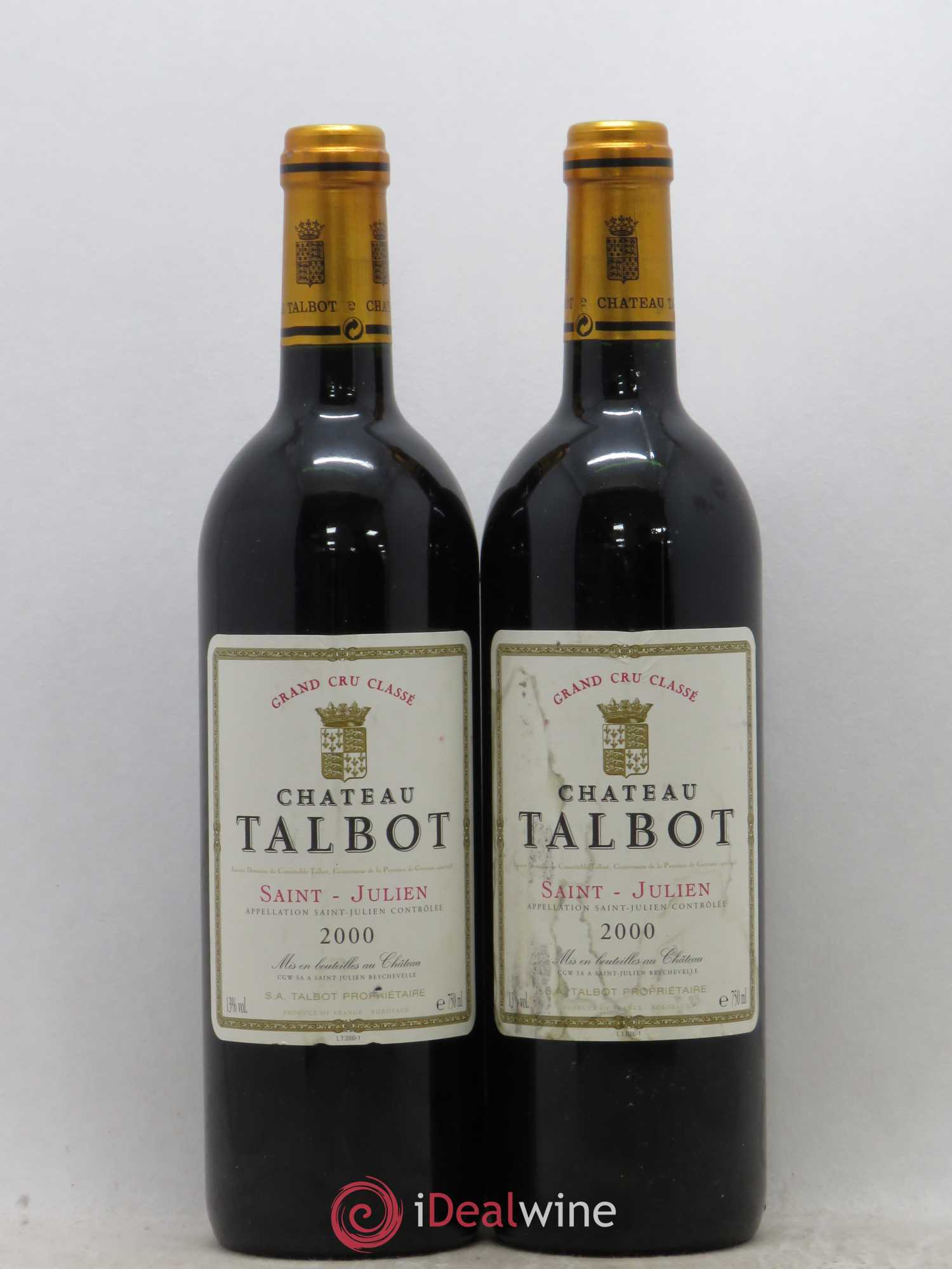 Château Talbot 4ème Grand Cru Classé 2000 - Lot de 2 bouteilles - 0