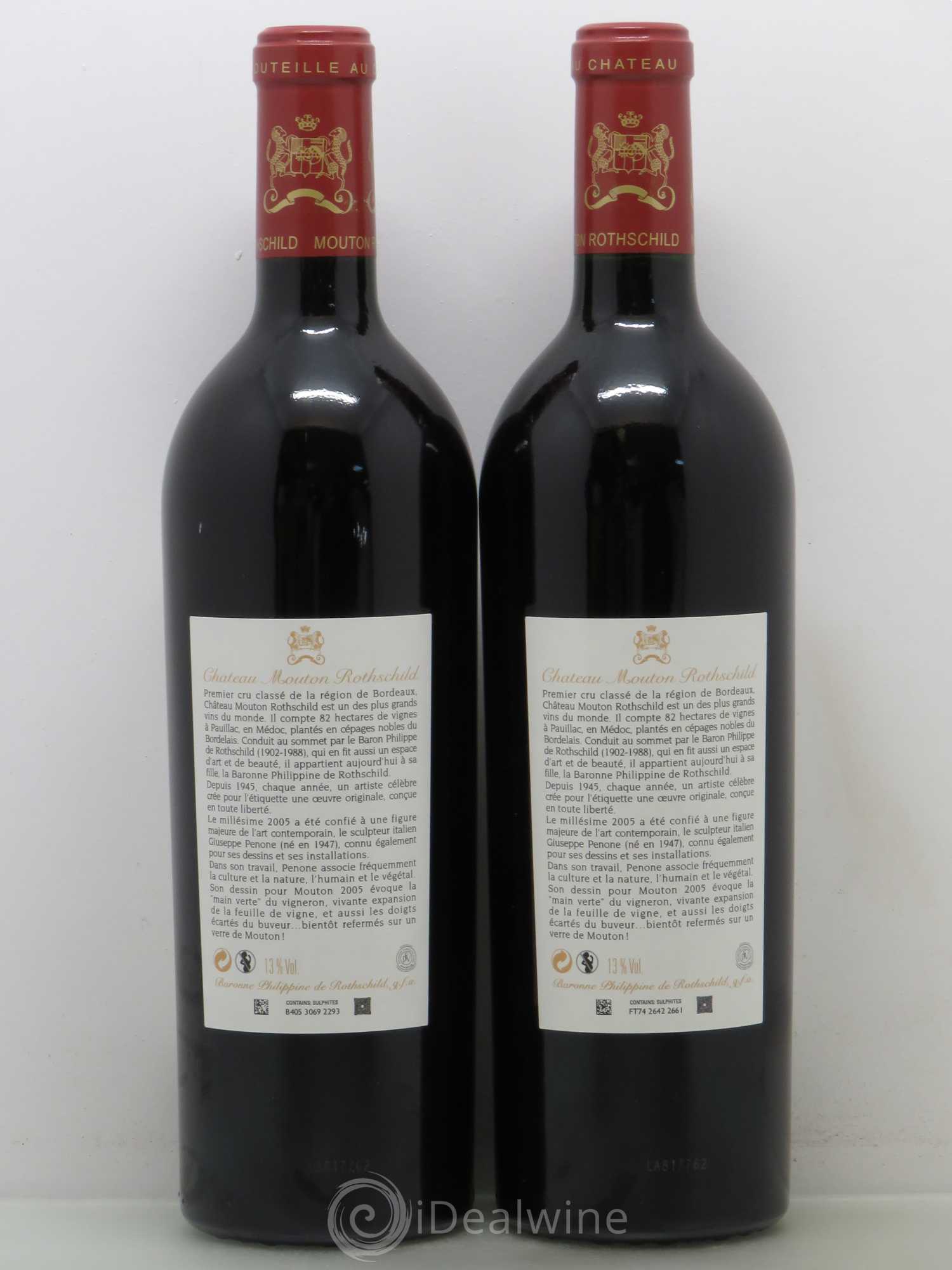 Château Mouton Rothschild 1er Grand Cru Classé 2005 - Lot de 2 bouteilles - 1