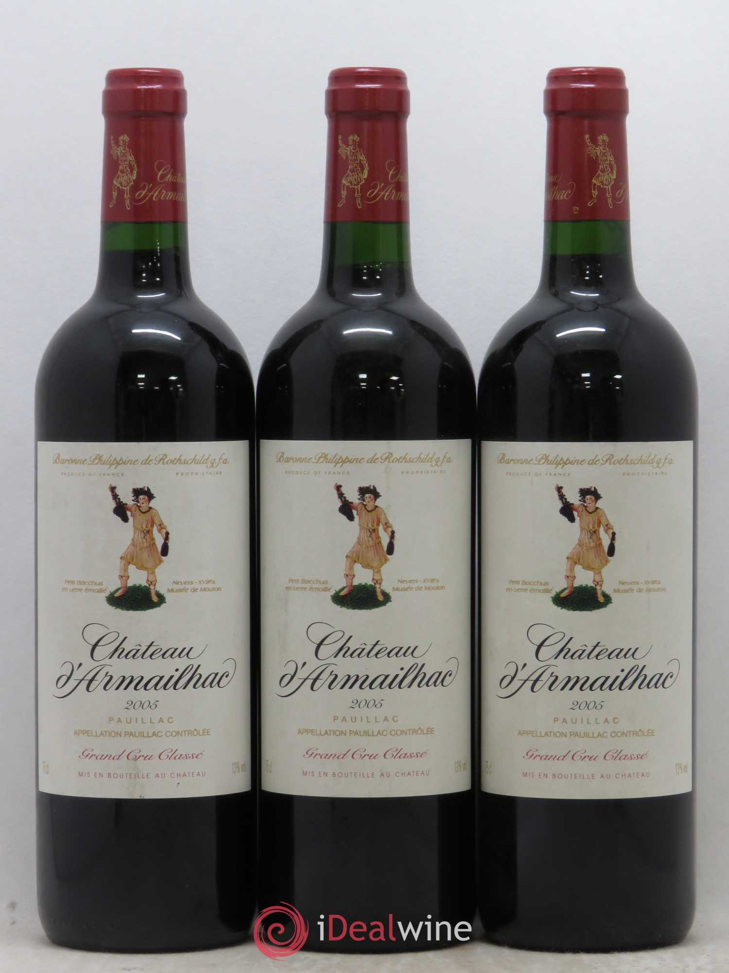 Château d' Armailhac - Mouton Baron(ne) Philippe 5ème Grand Cru Classé 2005 - Lot de 3 bouteilles - 0