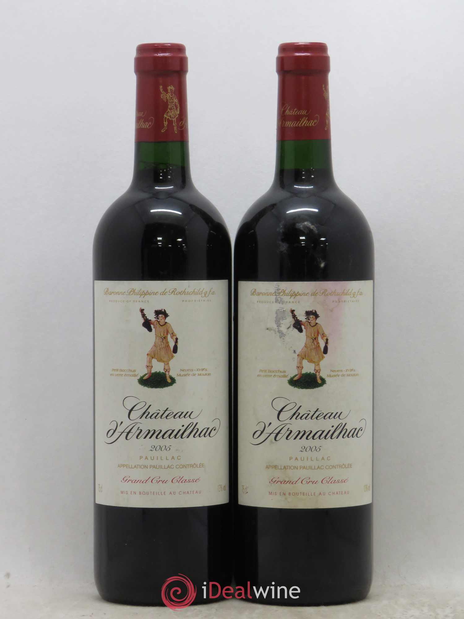 Château d' Armailhac - Mouton Baron(ne) Philippe 5ème Grand Cru Classé 2005 - Lot de 2 bouteilles - 0