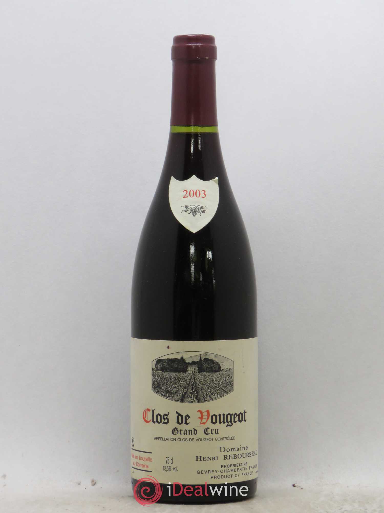 Clos de Vougeot Grand Cru Henri Rebourseau (Domaine) 2003 - Lot de 1 bouteille - 0