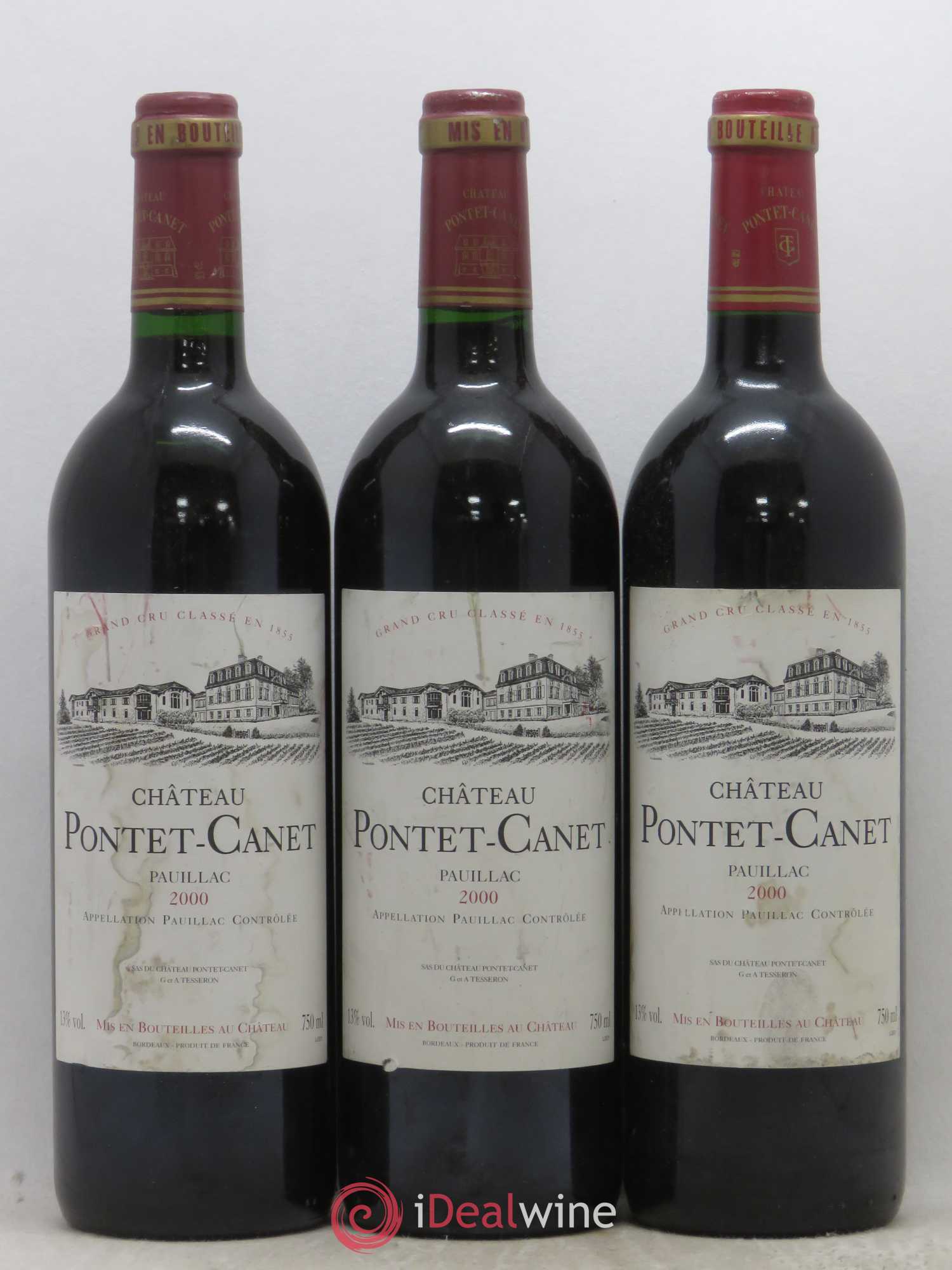 Château Pontet Canet 5ème Grand Cru Classé 2000 - Lot de 3 bouteilles - 0