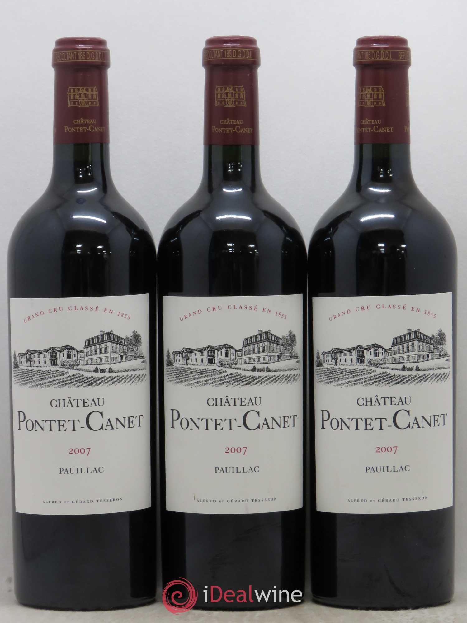 Château Pontet Canet 5ème Grand Cru Classé 2007 - Lot de 3 bouteilles - 0