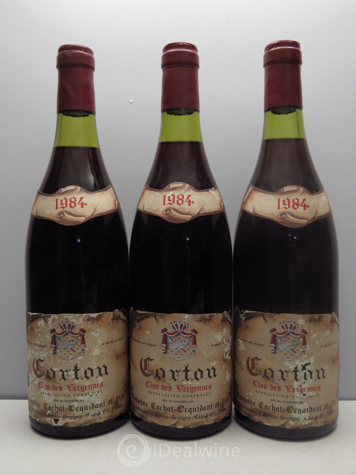Corton Grand Cru Clos des Vergennes Domaine Cachat-Ocquidant 1984 - Posten von 3 Flaschen - 0