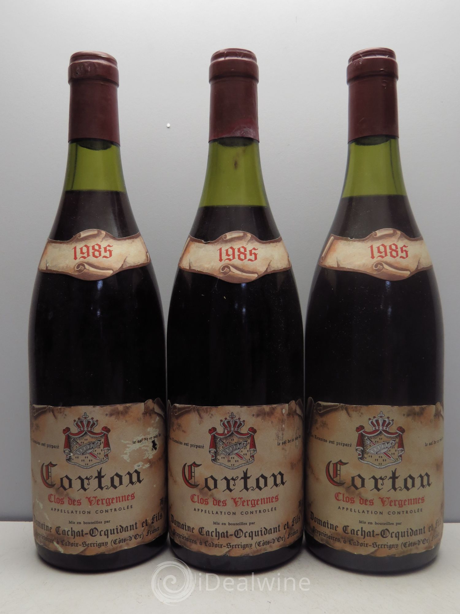 Corton Grand Cru Clos des Vergennes Domaine Cachat-Ocquidant 1985 - Posten von 3 Flaschen - 0