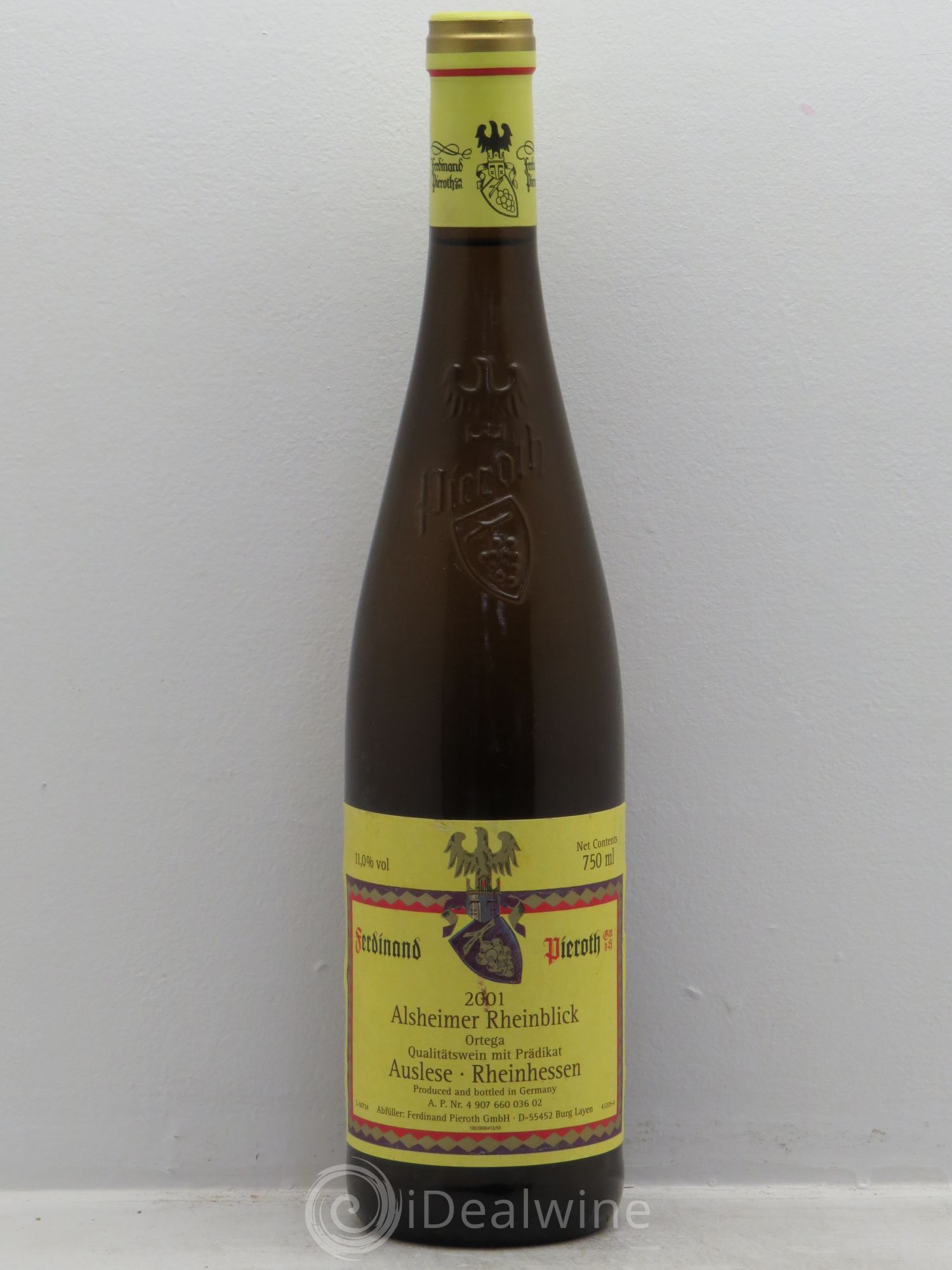 Allemagne Rheingau Ortega -Auslese Rheinhessen Alsheimer Rheinblick-Ferdinand Pieroth 2001 - Posten von 1 Flasche - 0