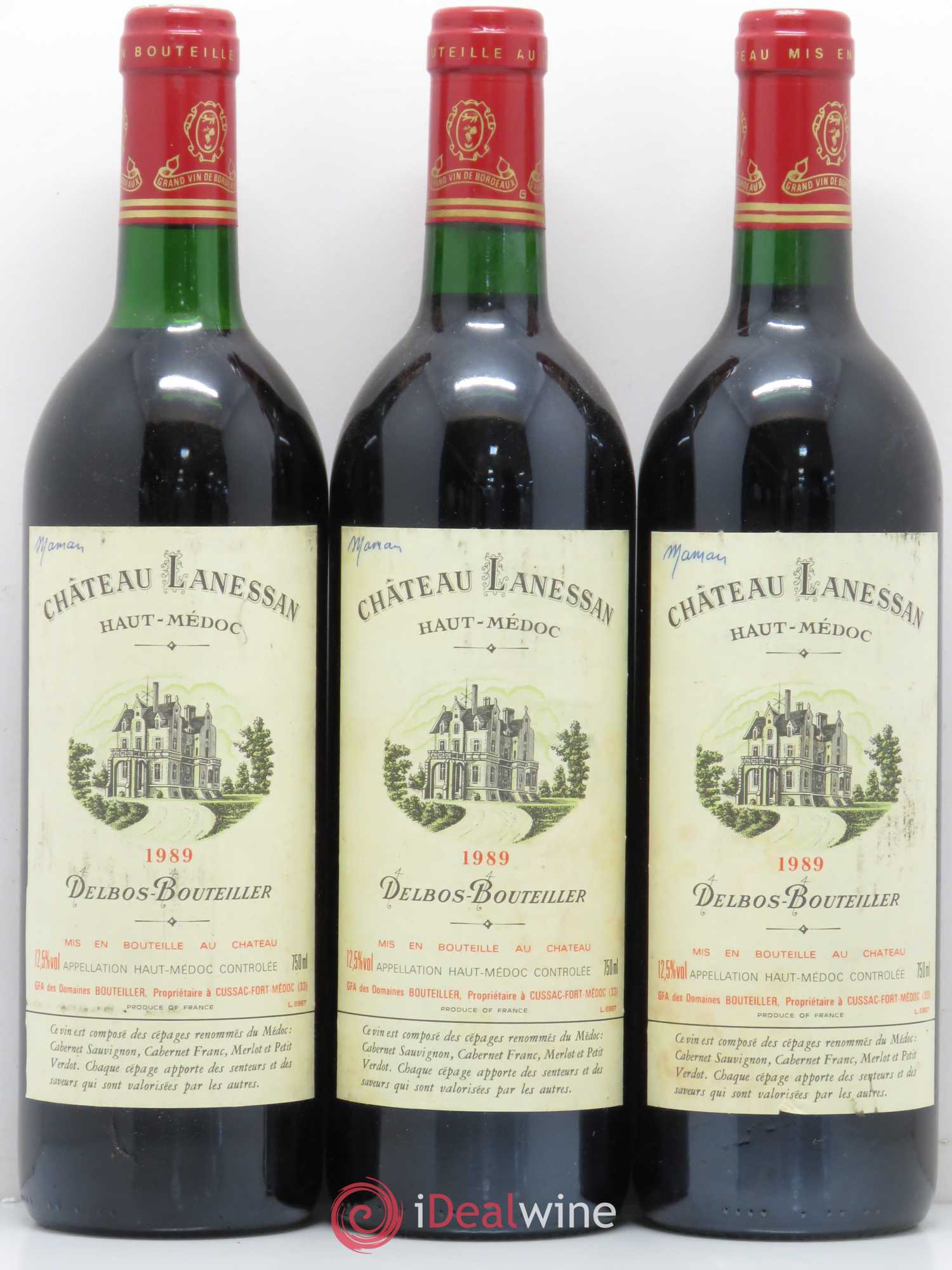 Château Lanessan Cru Bourgeois 1989 - Lot de 3 bouteilles - 0