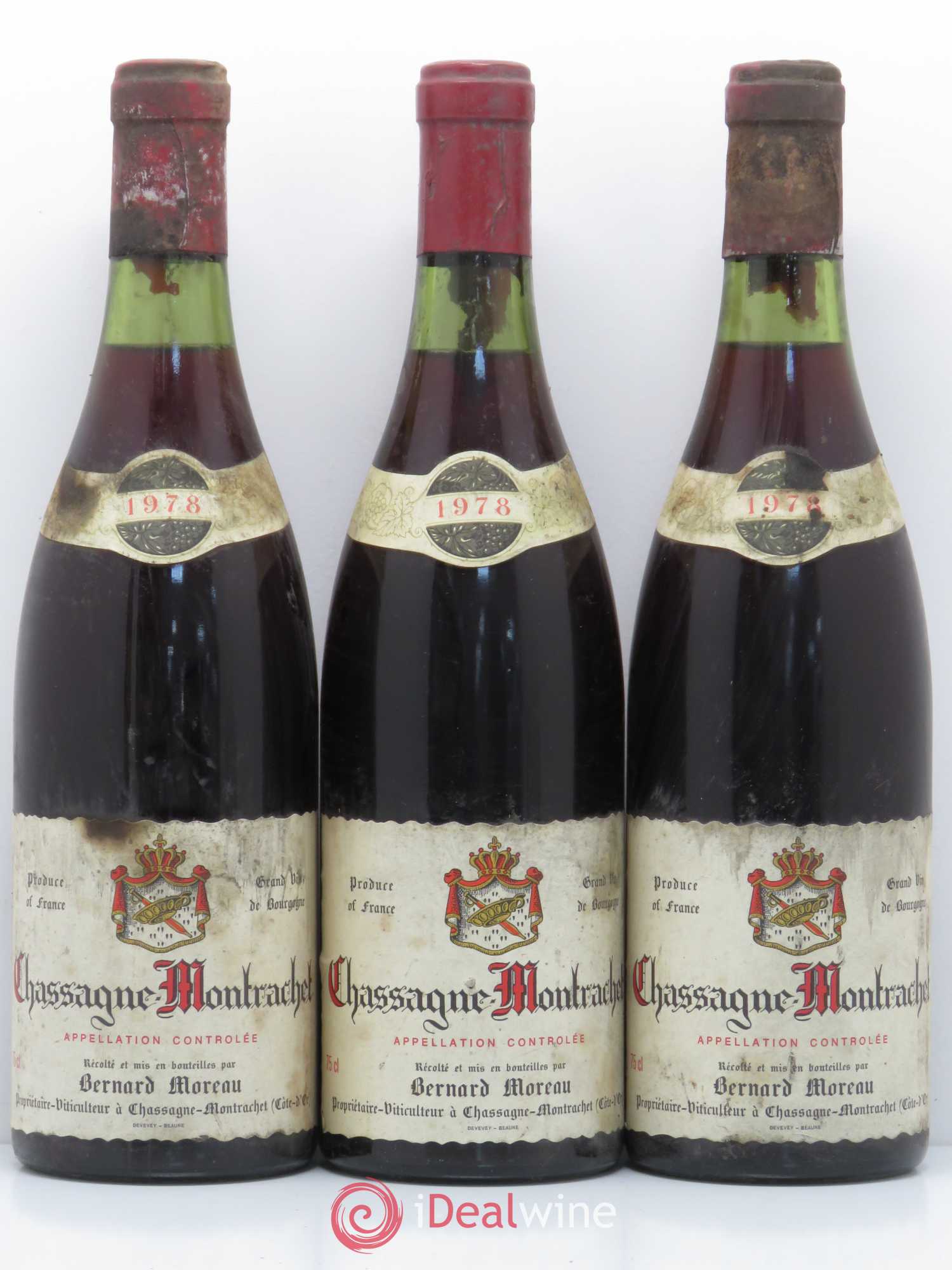 Chassagne-Montrachet Bernand Moreau 1978 - Lot de 3 bouteilles - 0