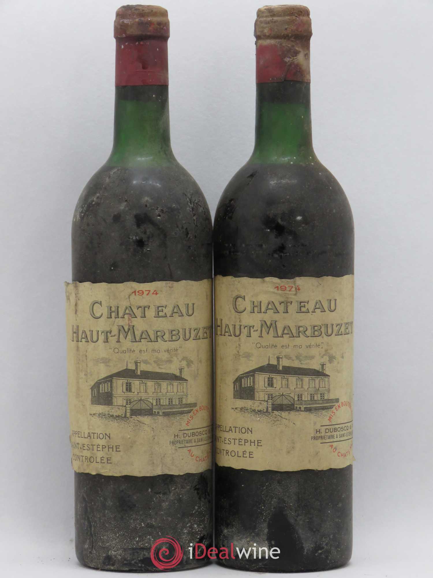 Château Haut Marbuzet 1974 - Lot de 2 bouteilles - 0
