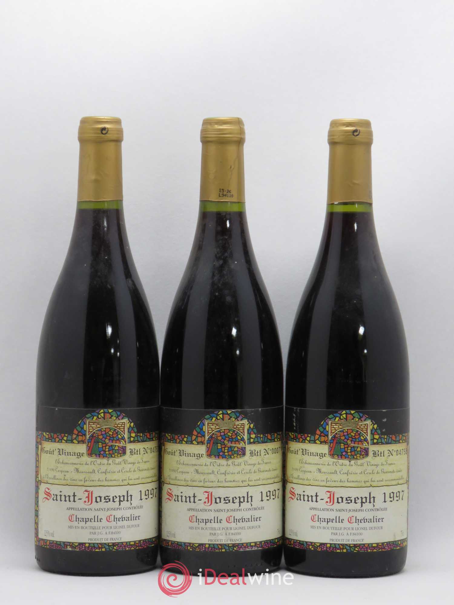 Saint-Joseph Chapelle Chevalier Lionel Dufour 1997 - Posten von 3 Flaschen - 0
