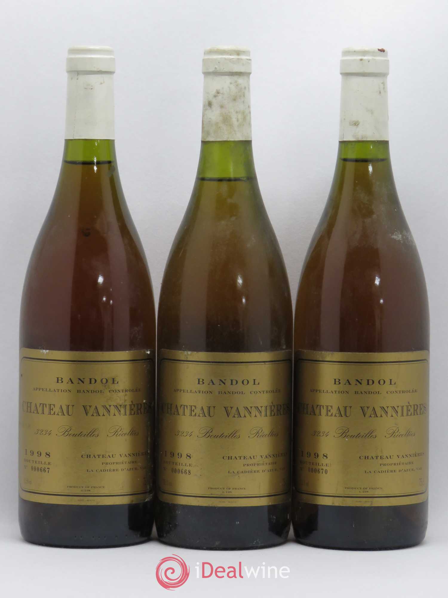Bandol Château Vannieres 1998 - Posten von 3 Flaschen - 0