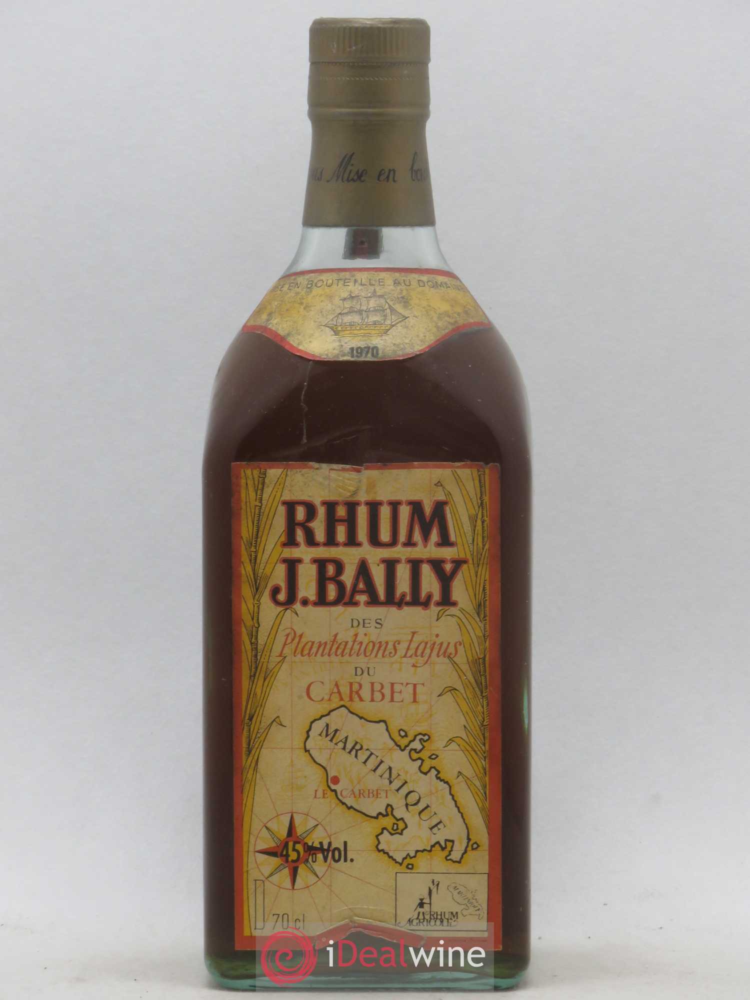 Rhum J Bally Martinique Plantations Lajus du Carbet 1970 - Lot de 1 bouteille - 0