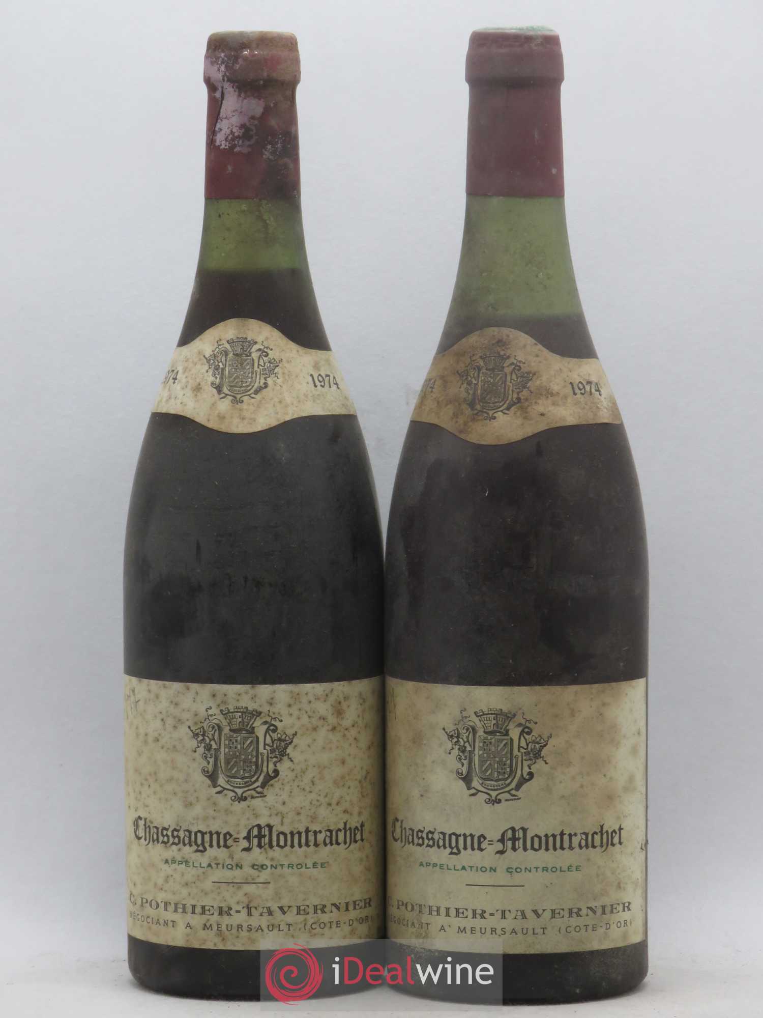Chassagne-Montrachet Pothier Tavernier 1974 - Lot de 2 bouteilles - 0
