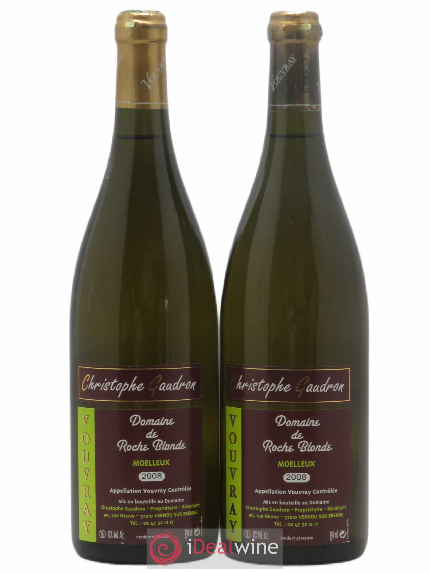 Vouvray Christophe Gaudron (sans prix de réserve) 2008 - Lotto di 2 bottiglie - 0