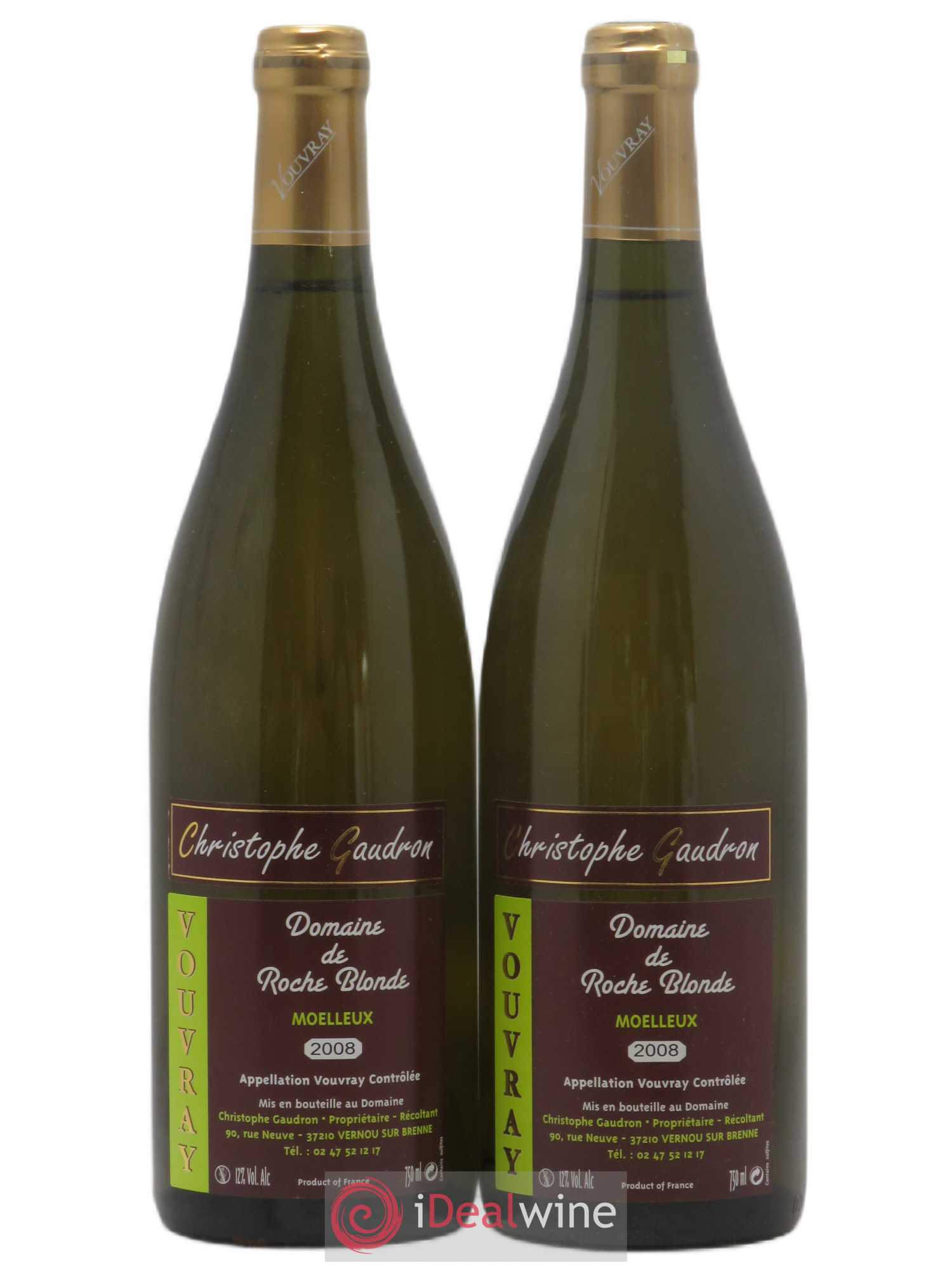 Vouvray Christophe Gaudron (sans prix de réserve) 2008 - Lotto di 2 bottiglie - 0