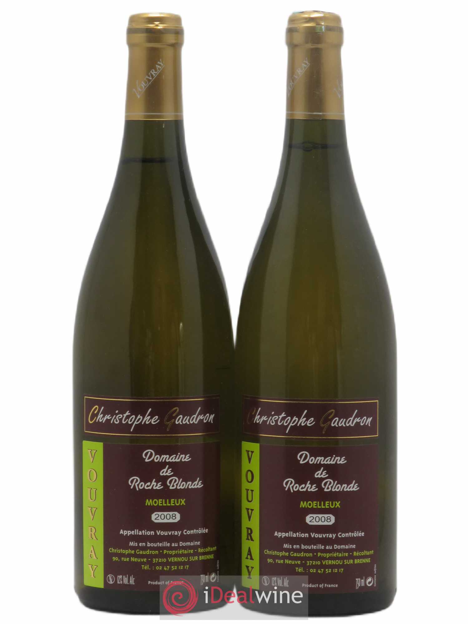 Vouvray Christophe Gaudron (sans prix de réserve) 2008 - Lotto di 2 bottiglie - 0