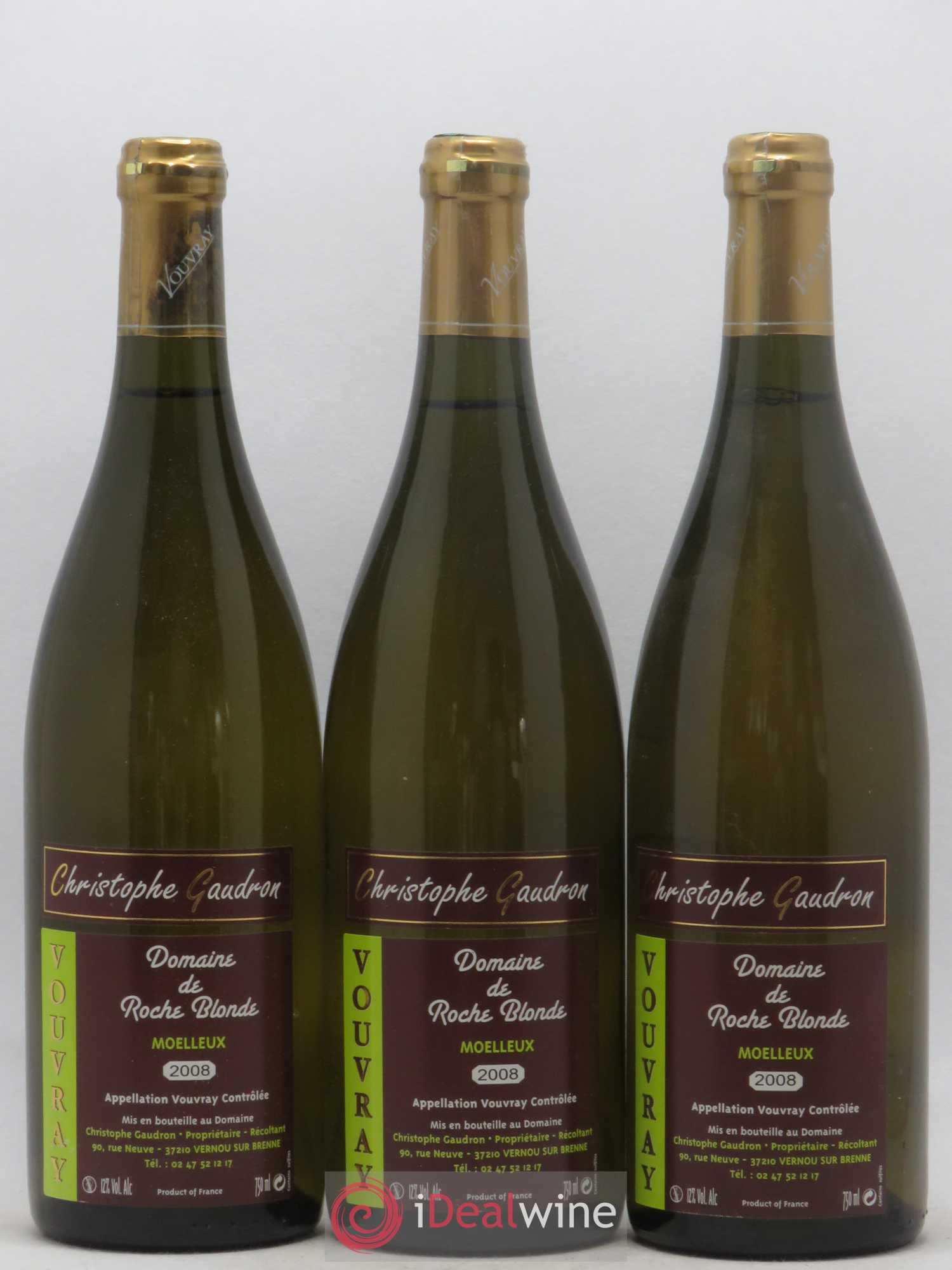 Vouvray Christophe Gaudron 2008 - Lotto di 3 bottiglie - 0