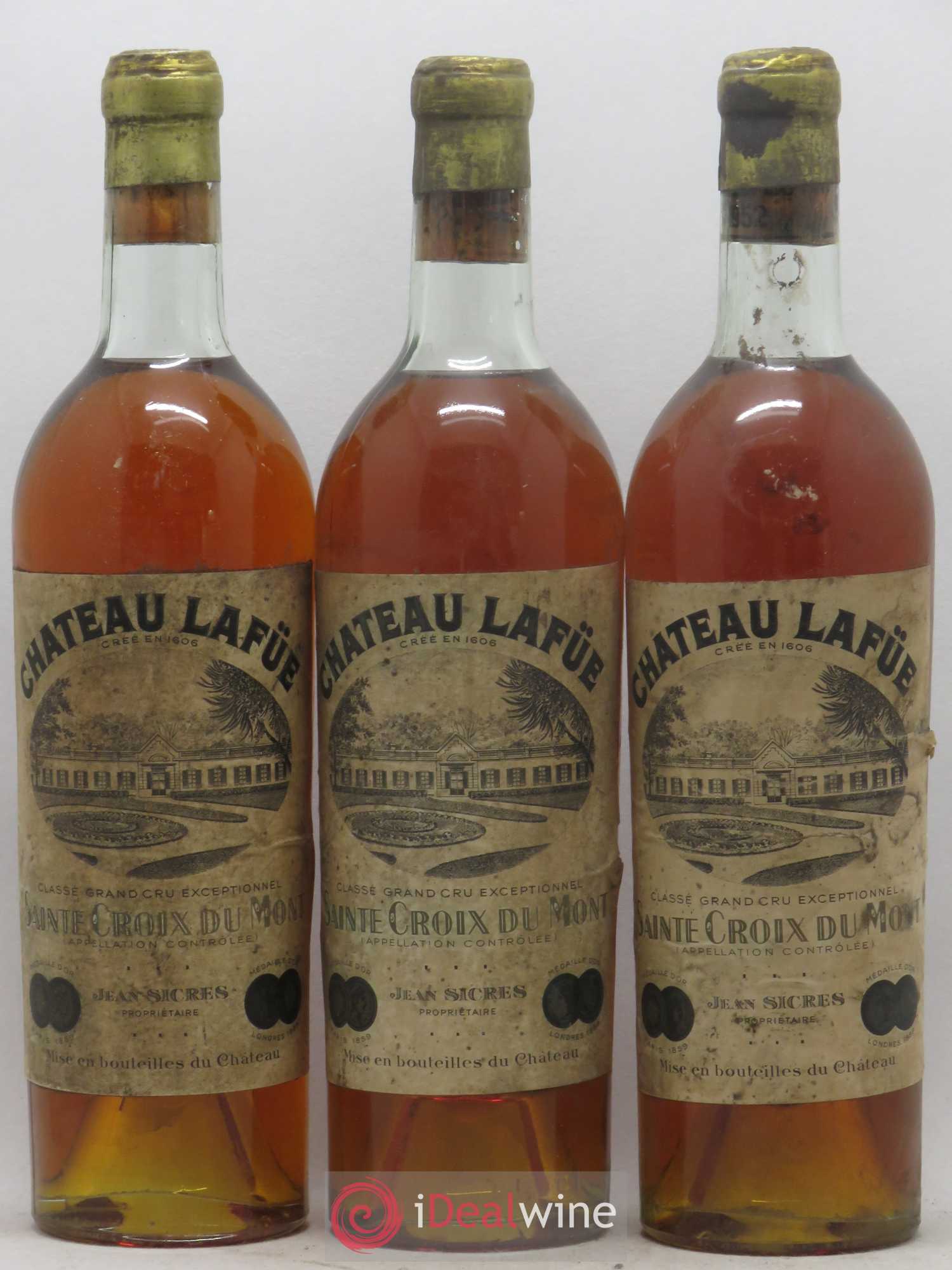 Sainte-Croix-du-Mont Château Lafue 1952 - Lotto di 3 bottiglie - 0