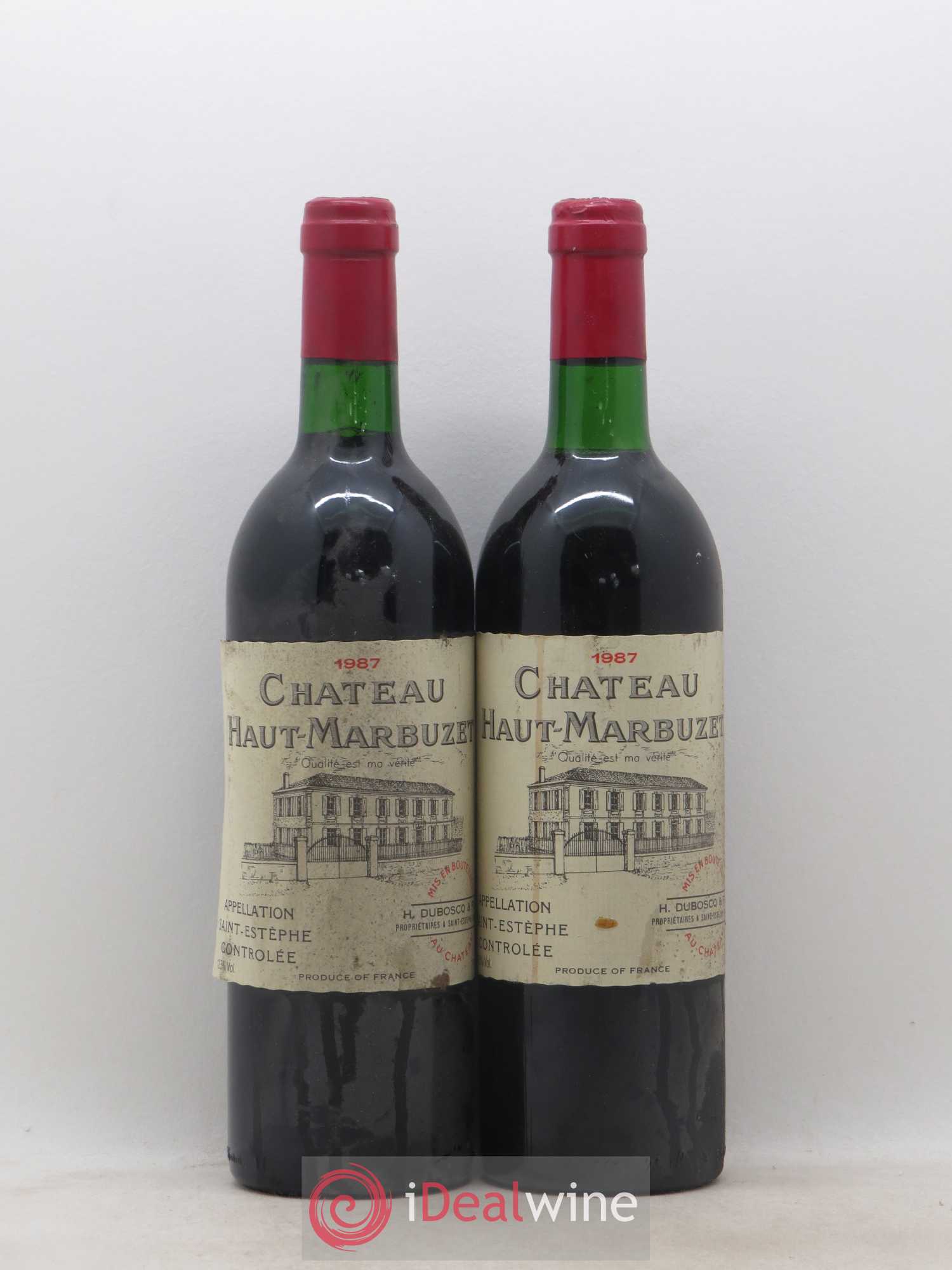 Château Haut Marbuzet 1987 - Lot de 2 bouteilles - 0