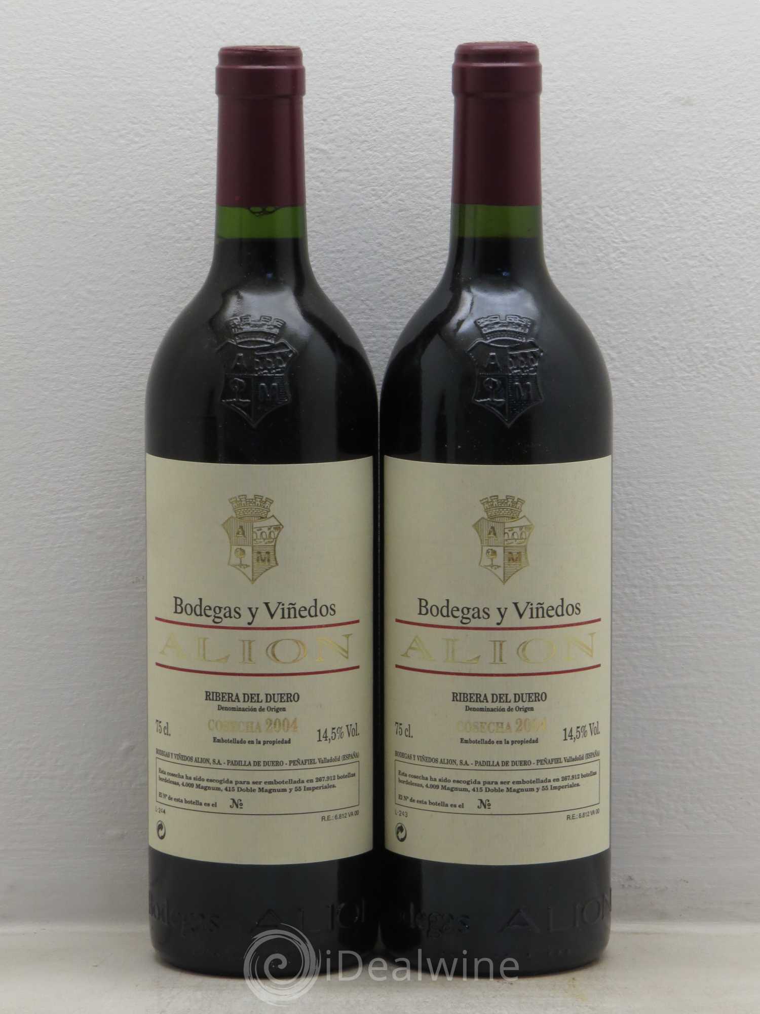 Ribera Del Duero DO Vega Sicilia Alion Famille Alvarez 2004 - Lot de 2 bouteilles - 0