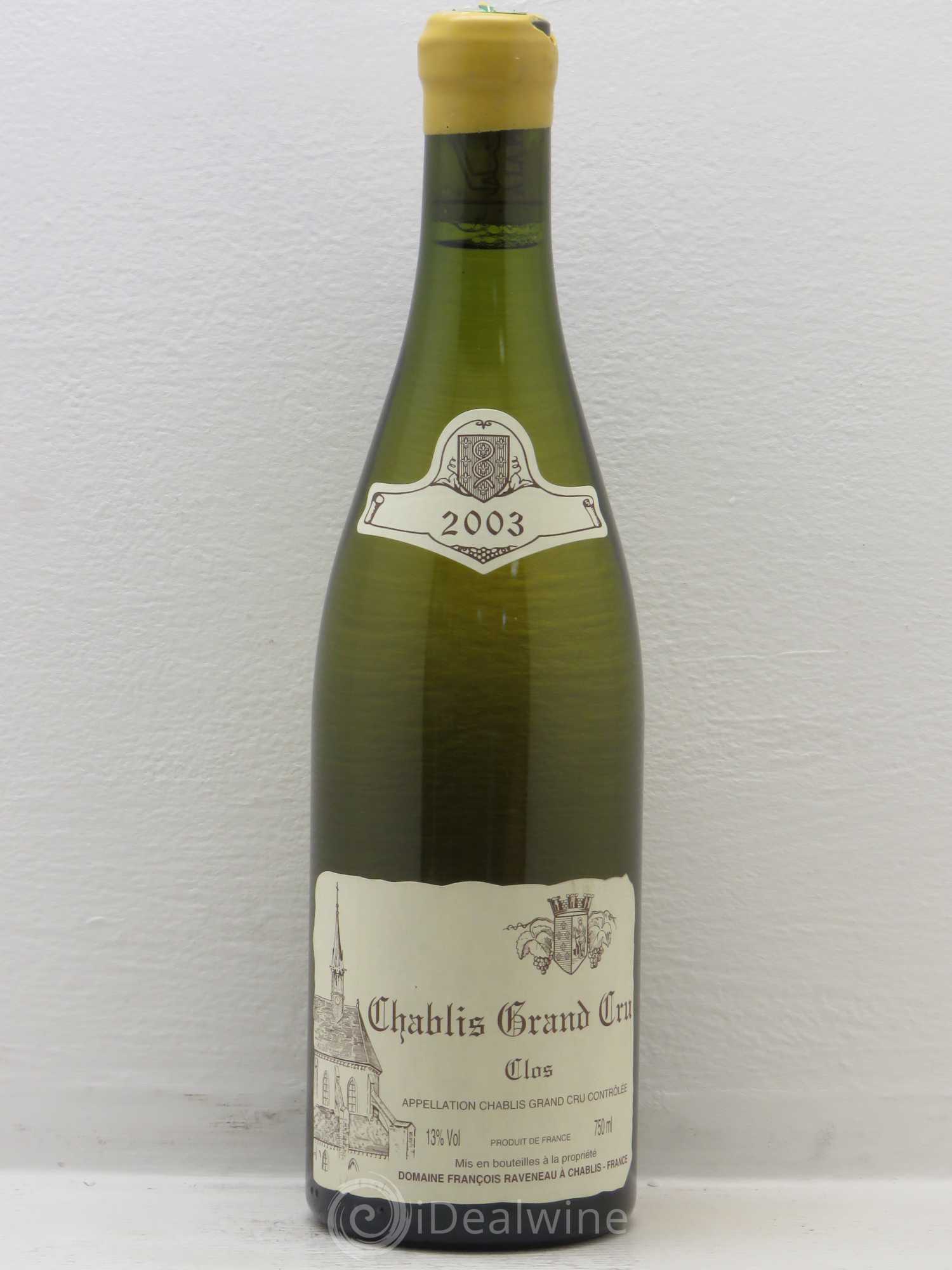 Chablis Grand Cru Clos Raveneau (Domaine) 2003 - Lot de 1 bouteille - 0