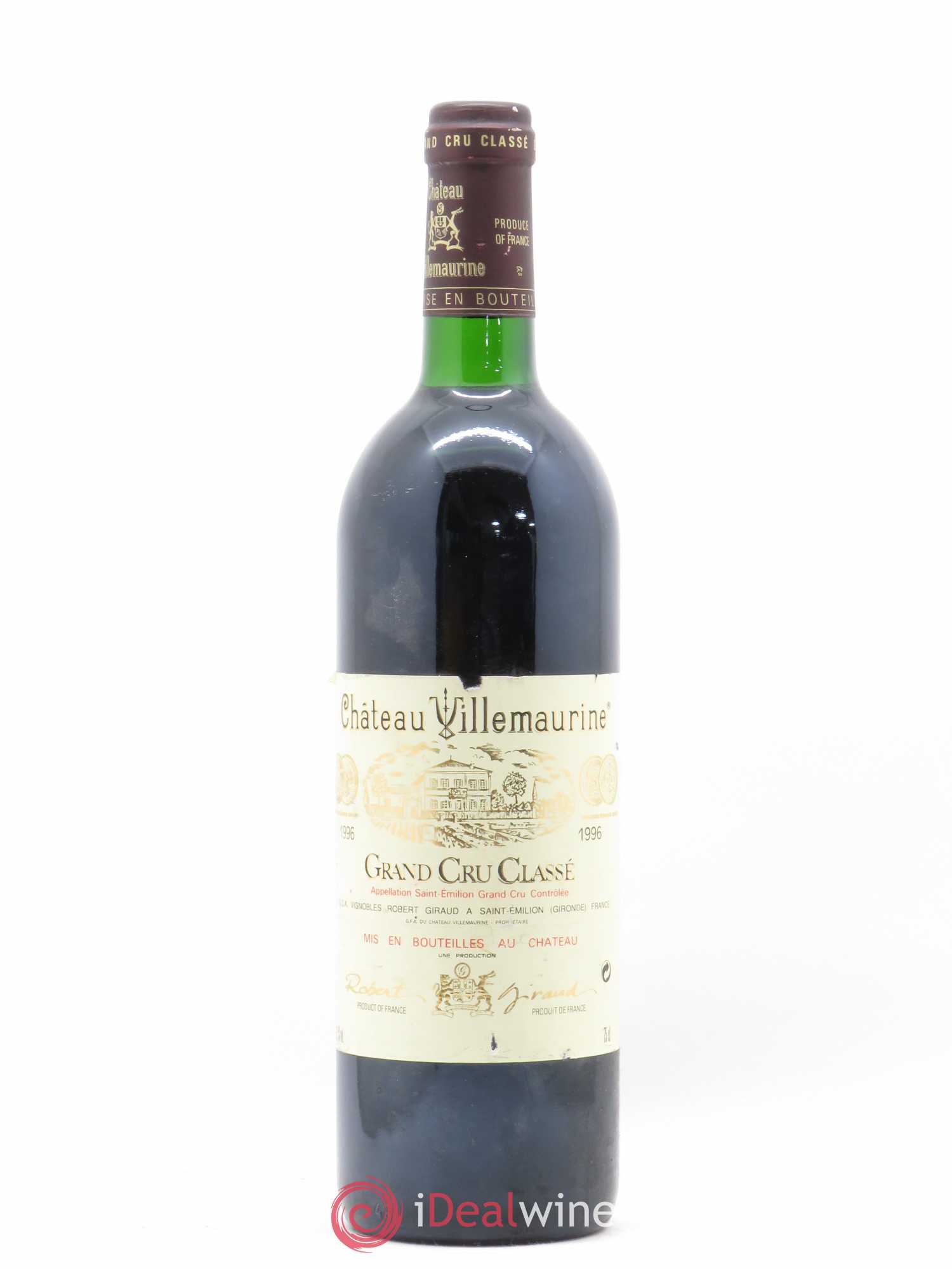 Château Villemaurine Grand Cru Classé 1996 - Lot de 1 bouteille - 0