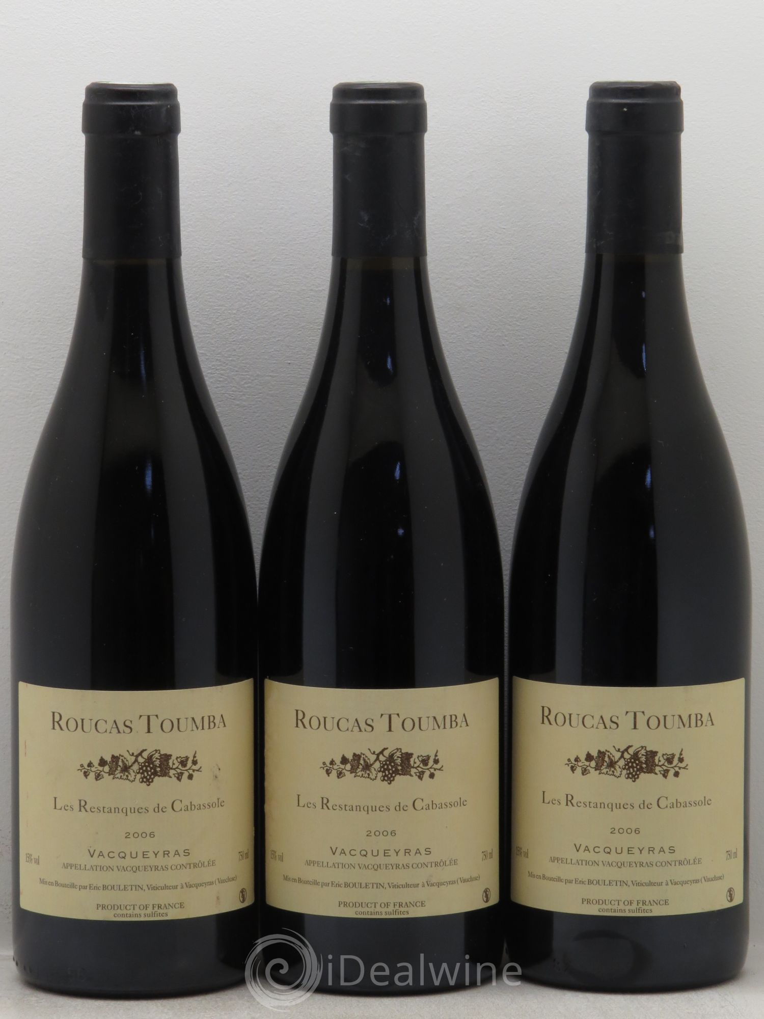 Vacqueyras Les Restanques de Cabassole Roucas Toumba 2006 - Lot de 3 bouteilles - 0